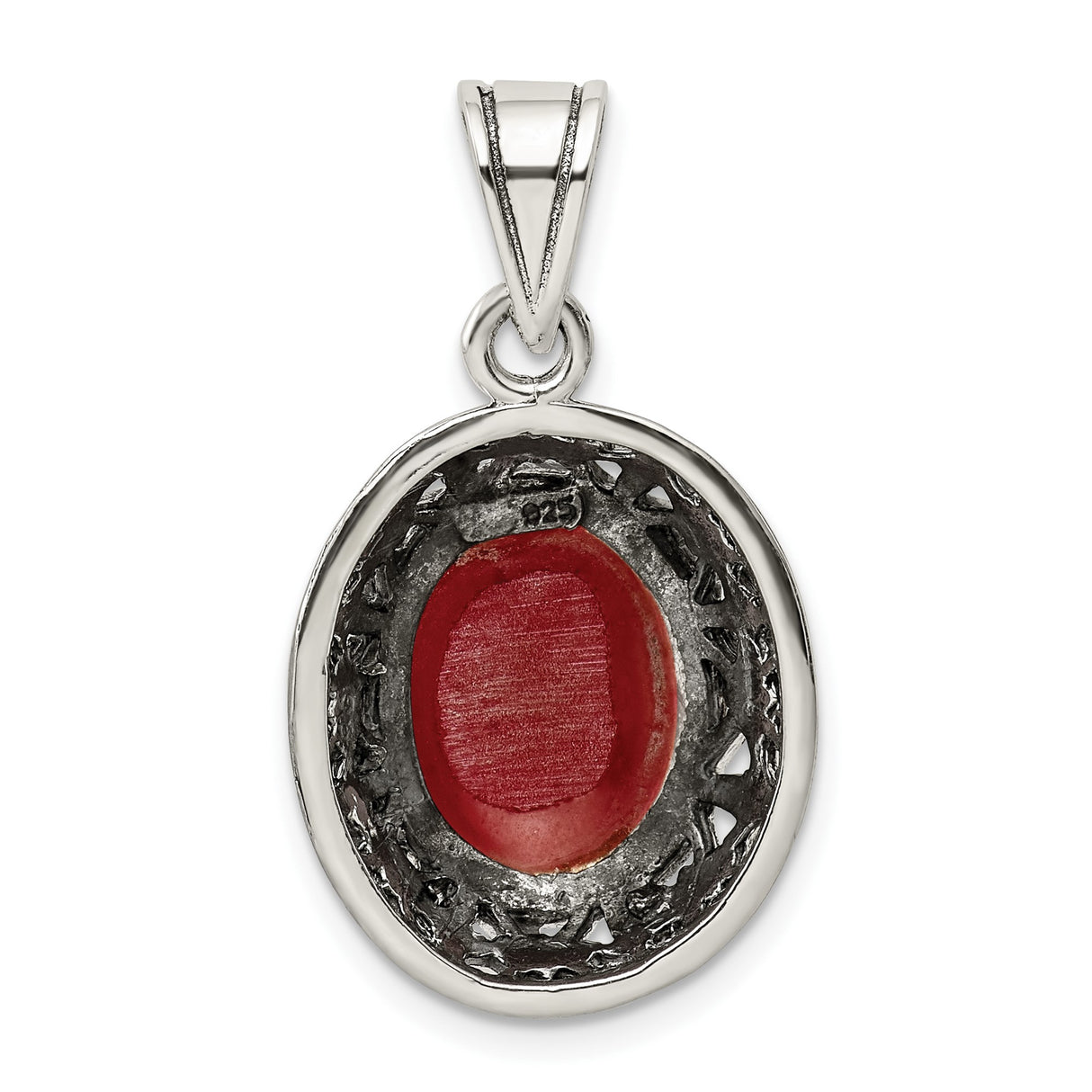 Sterling Silver Pendant with Carnelian Cabochon, Filigree Vine Design, Vintage Style