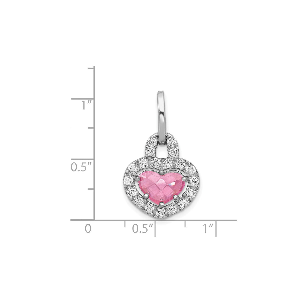Sterling Silver Heart Padlock Pendant with Pink Cubic Zirconia and Clear Accents