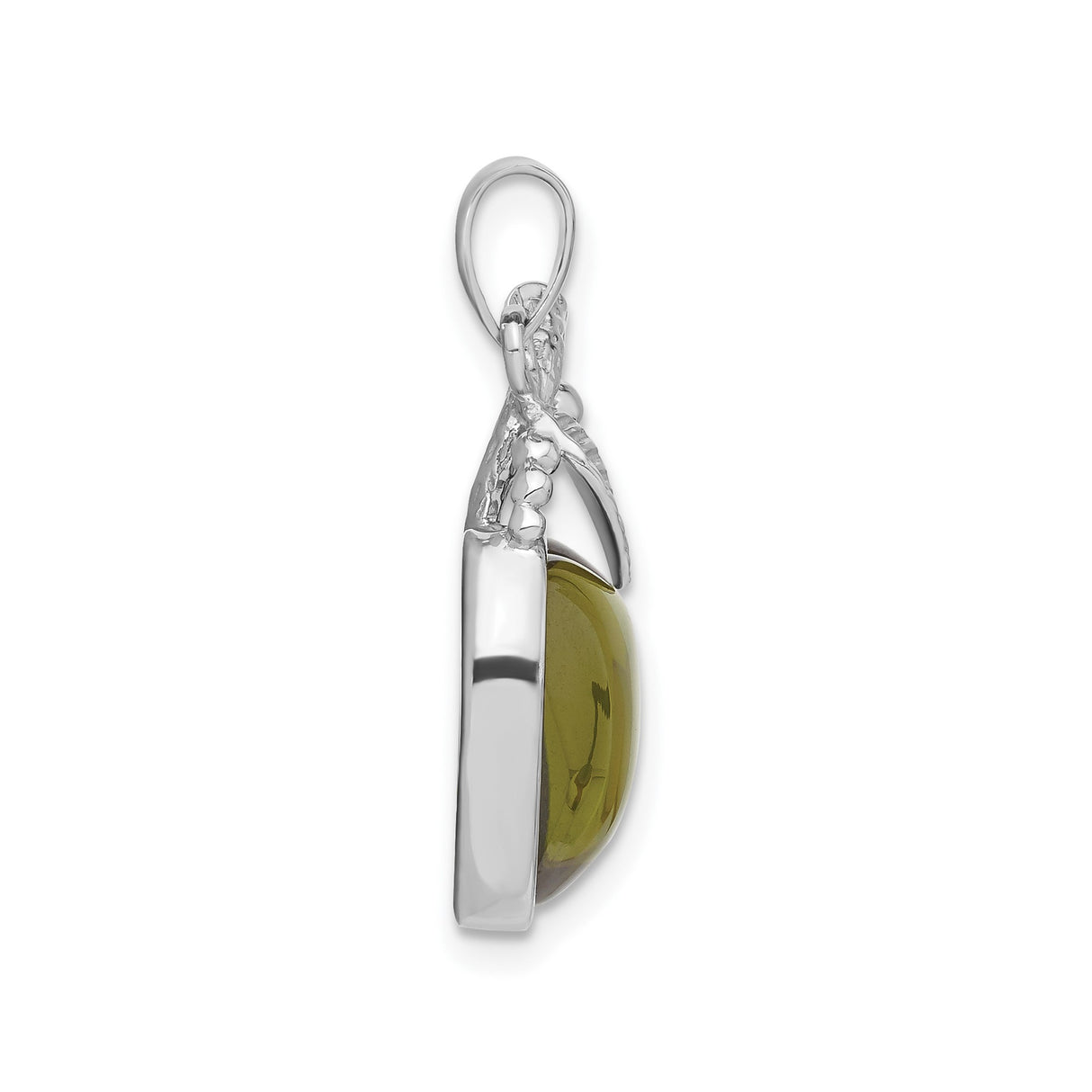 Sterling Silver Apple Pendant with Cubic Zirconia, Leaf and Branch Nature Motif