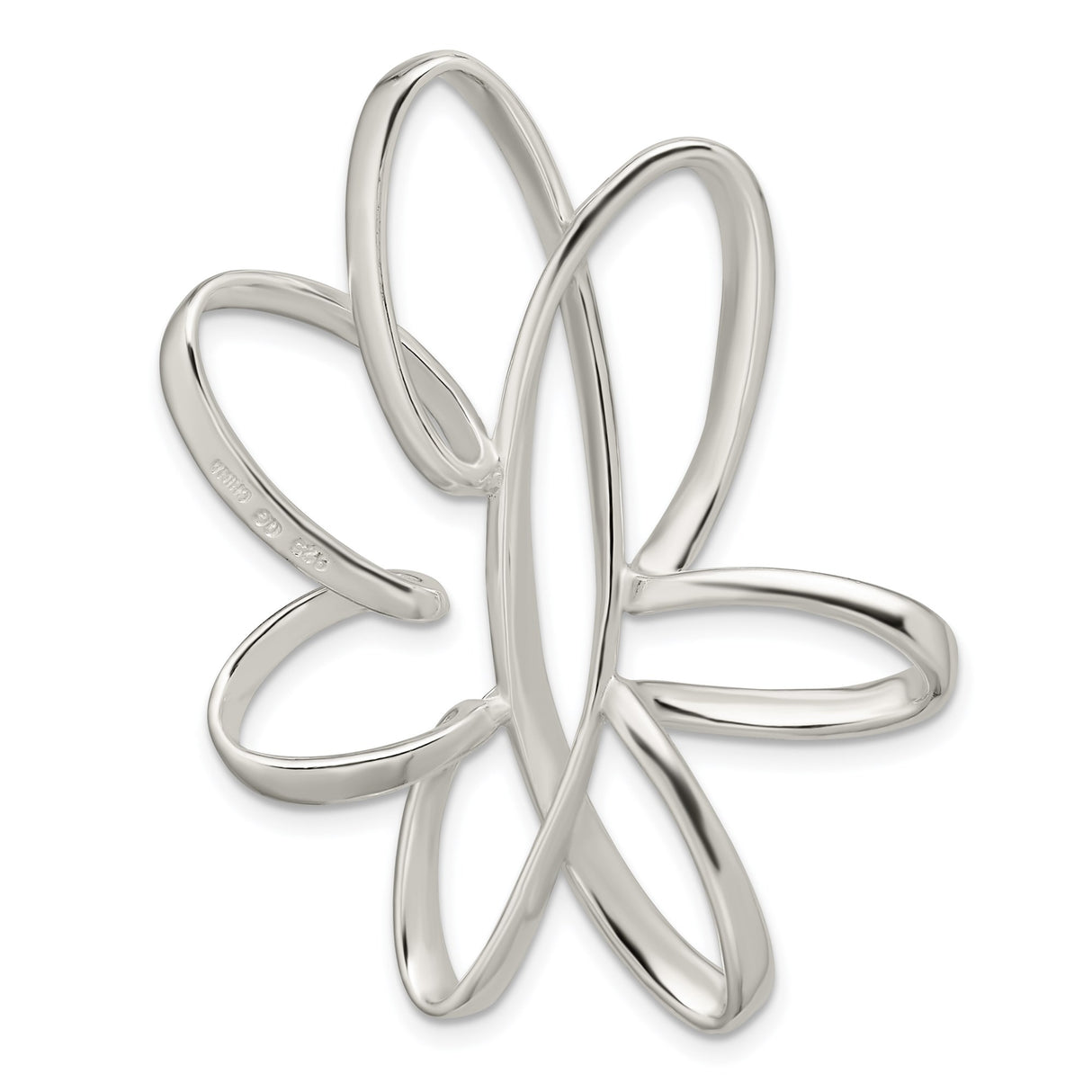 Sterling Silver Flower Pendant with Open Loop Petal Design, Modern Minimalist Jewelry for Women