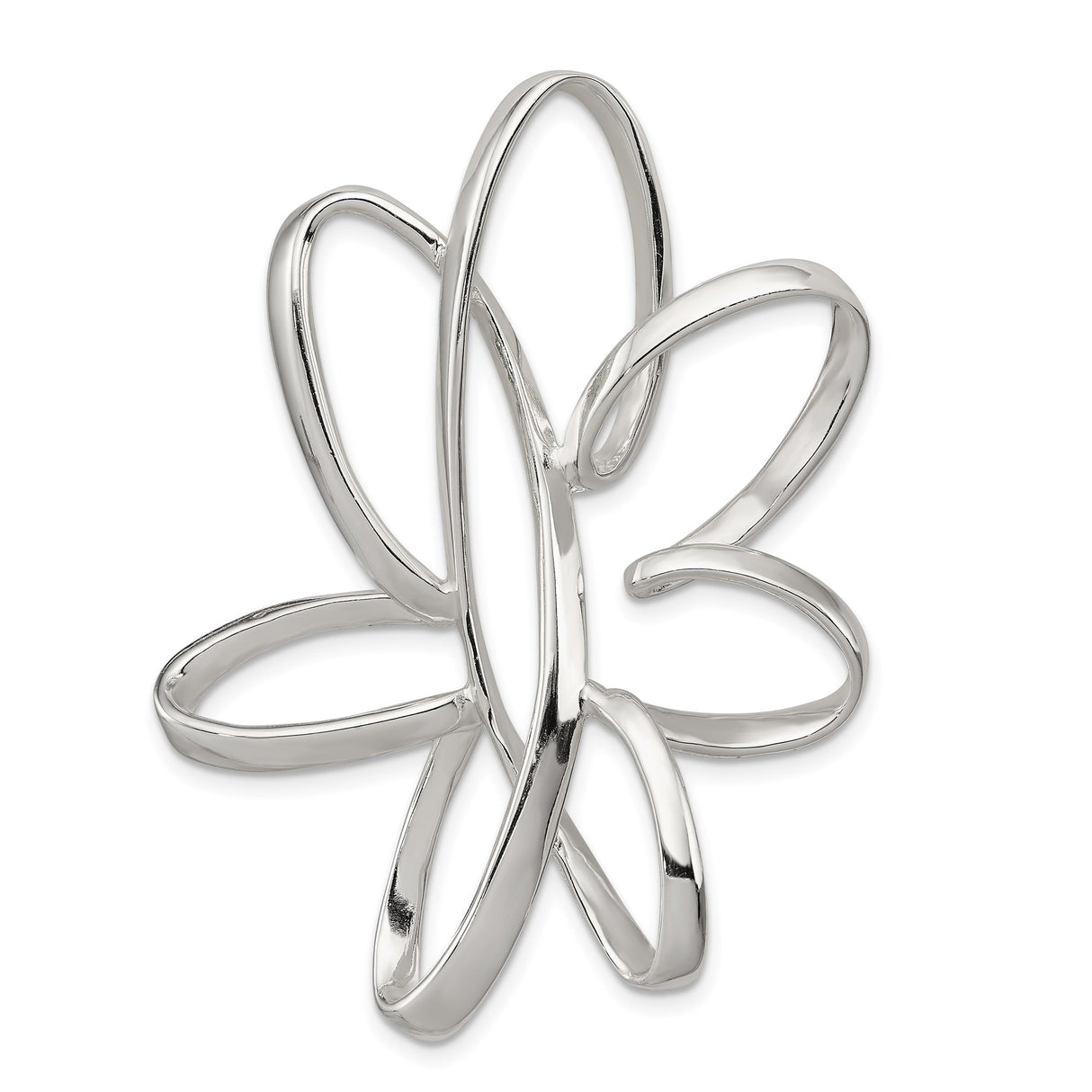 Sterling Silver Flower Pendant with Open Loop Petal Design, Modern Minimalist Jewelry for Women