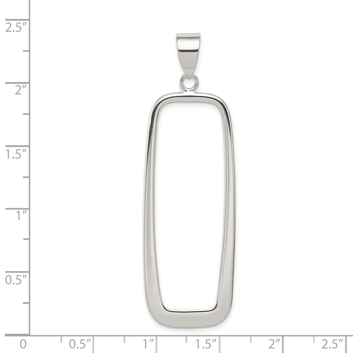 Sterling Silver Rectangle Open-Frame Pendant, Minimalist Geometric Design for Women