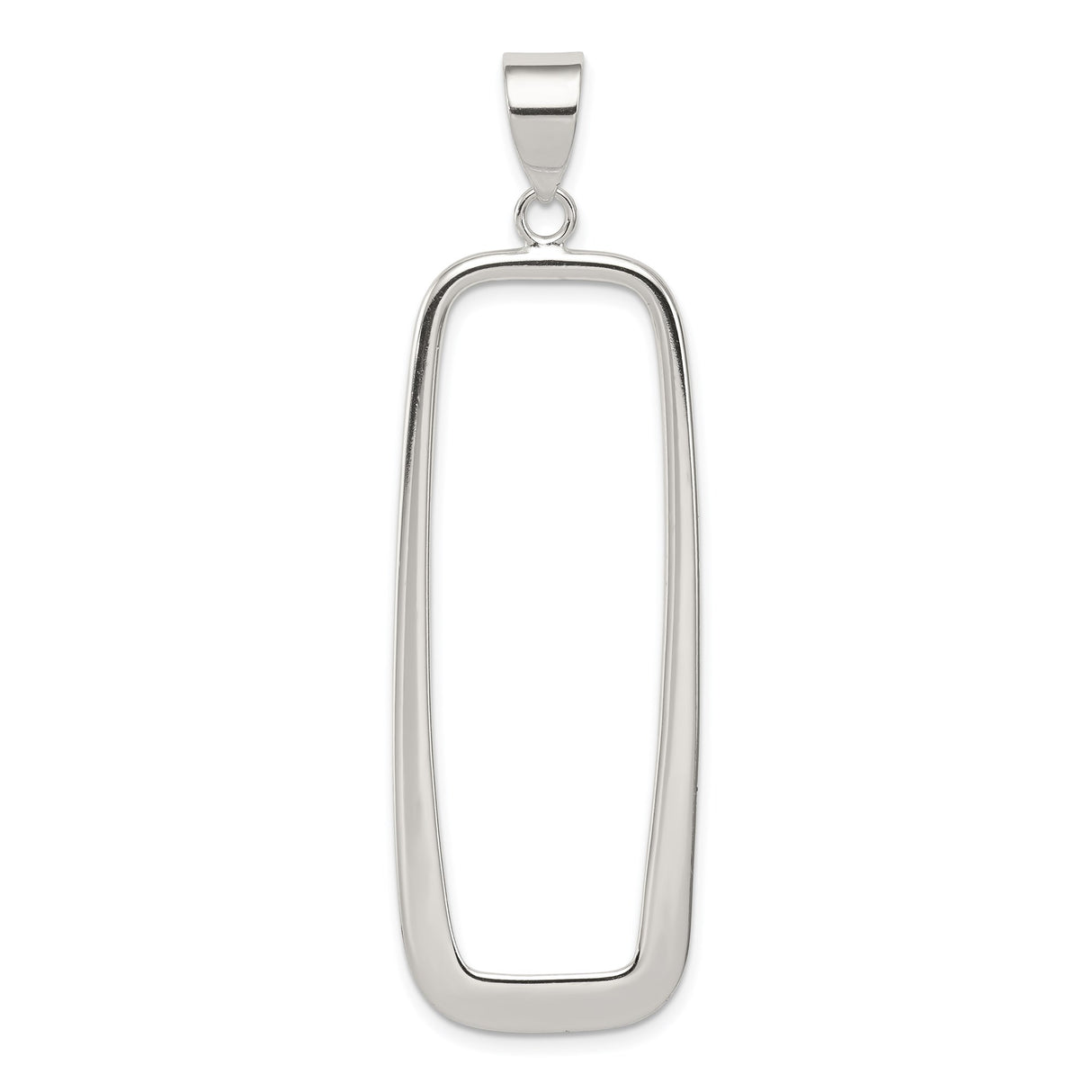 Sterling Silver Rectangle Open-Frame Pendant, Minimalist Geometric Design for Women