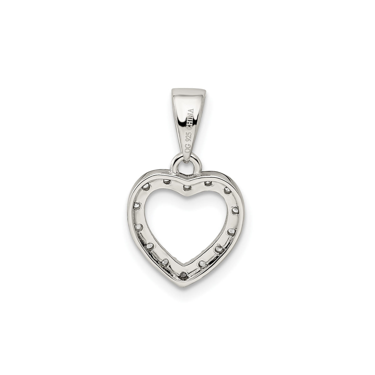 Sterling Silver Heart Pendant with Cubic Zirconia, Open Heart Design, Romantic Jewelry for Women