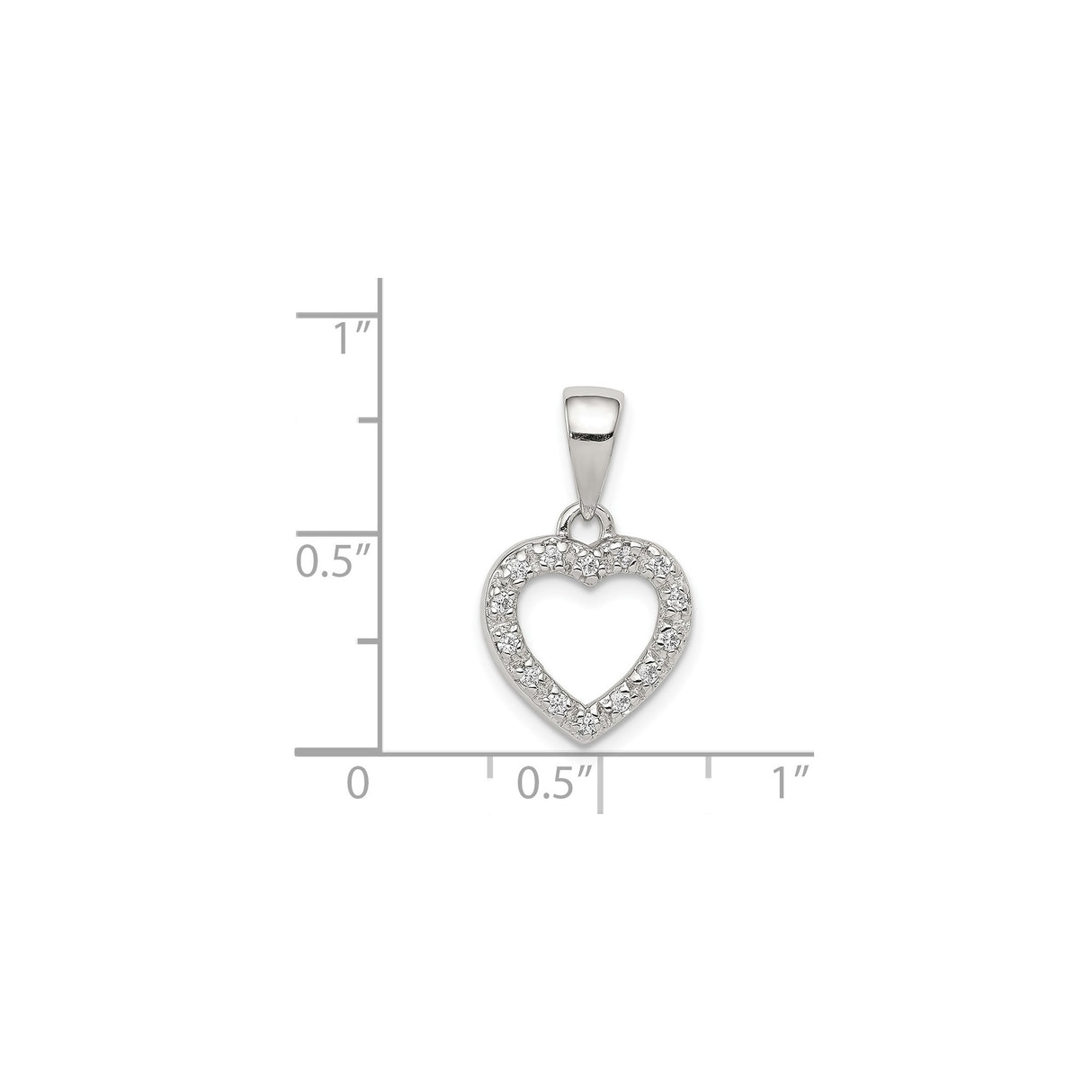 Sterling Silver Heart Pendant with Cubic Zirconia, Open Heart Design, Romantic Jewelry for Women
