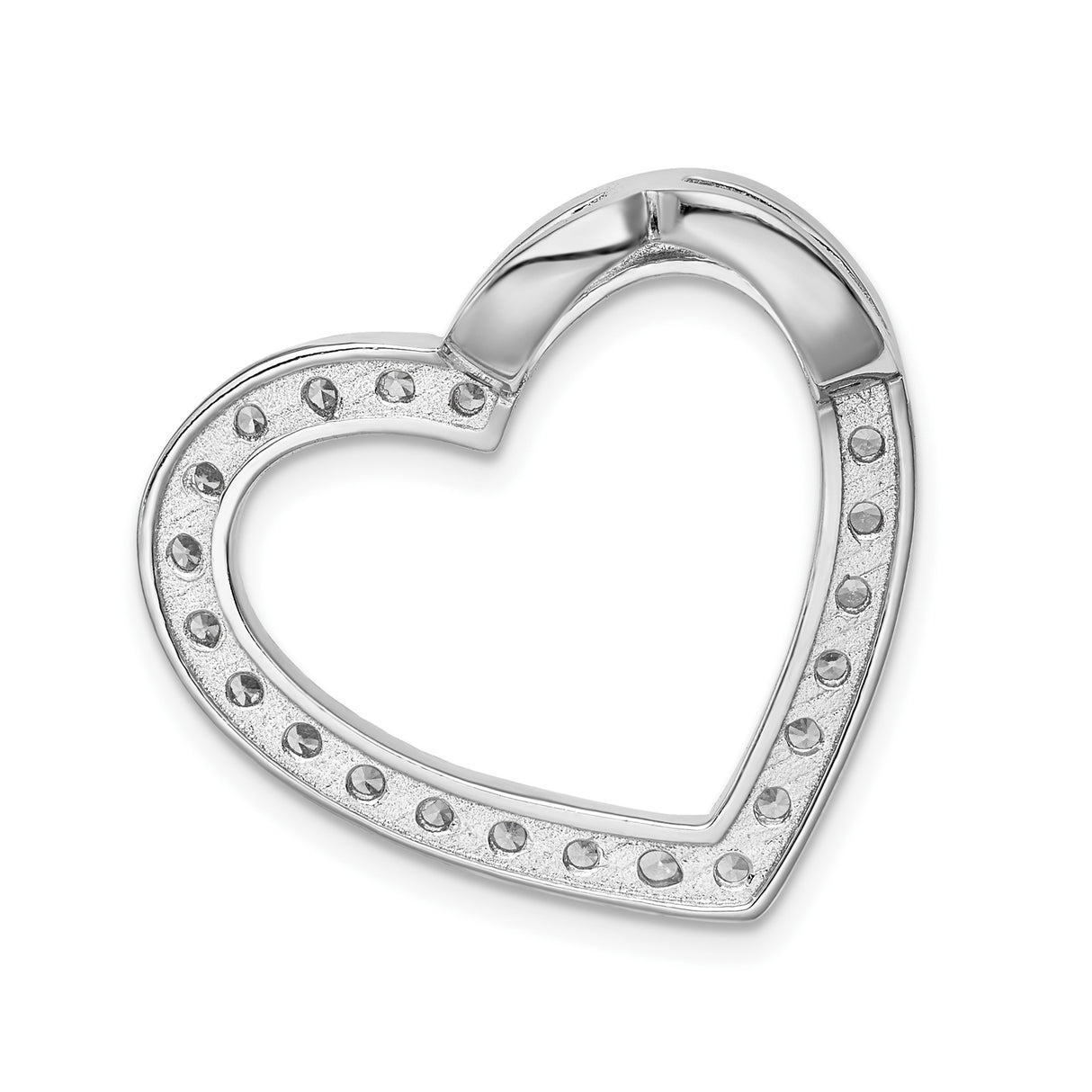 Sterling Silver Heart Pendant with Round Cut Cubic Zirconia, Open Heart Design for Women