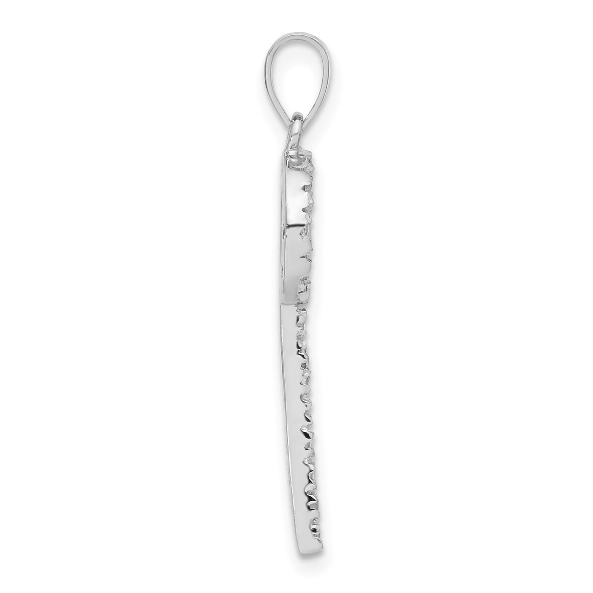 Sterling Silver Key Pendant with Cubic Zirconia, Skeleton Key Charm for Women