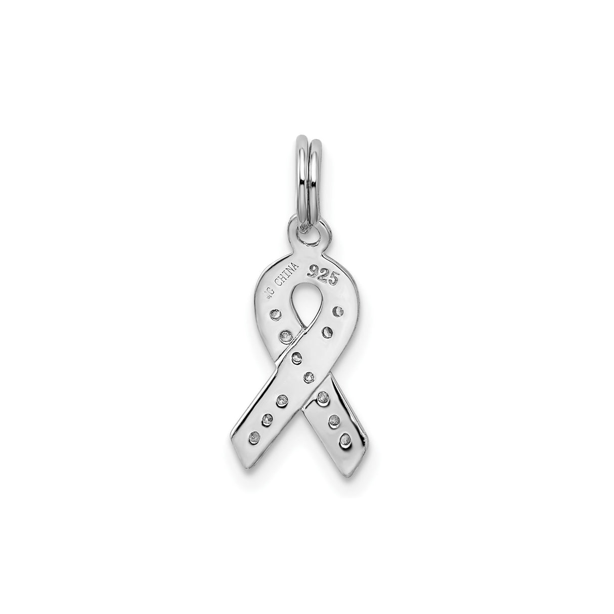 Sterling Silver Awareness Ribbon Pendant with Cubic Zirconia, Symbolic Hope Jewelry for Women