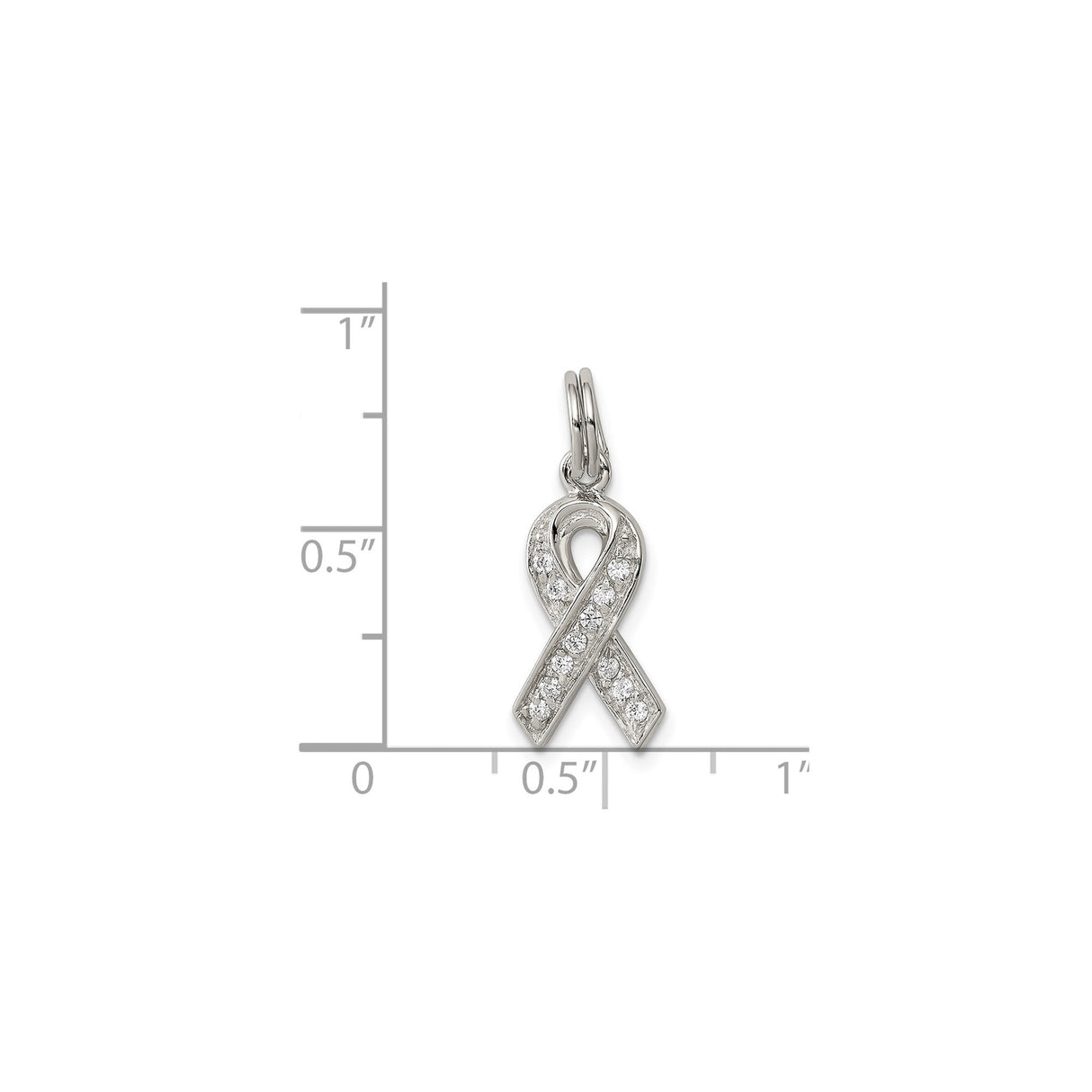 Sterling Silver Awareness Ribbon Pendant with Cubic Zirconia, Symbolic Hope Jewelry for Women