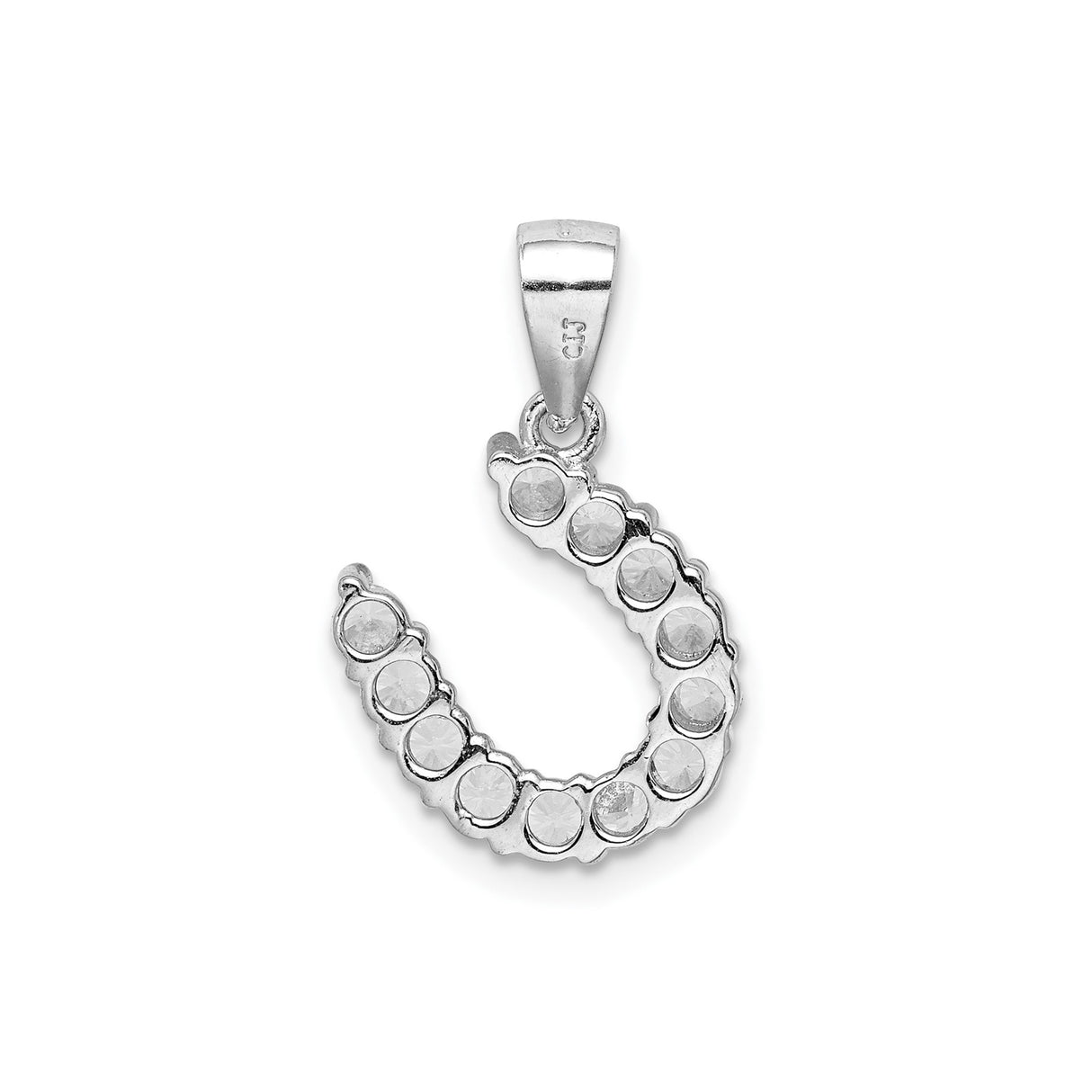 Sterling Silver Horseshoe Pendant with Cubic Zirconia, Western Lucky Talisman Style for Women