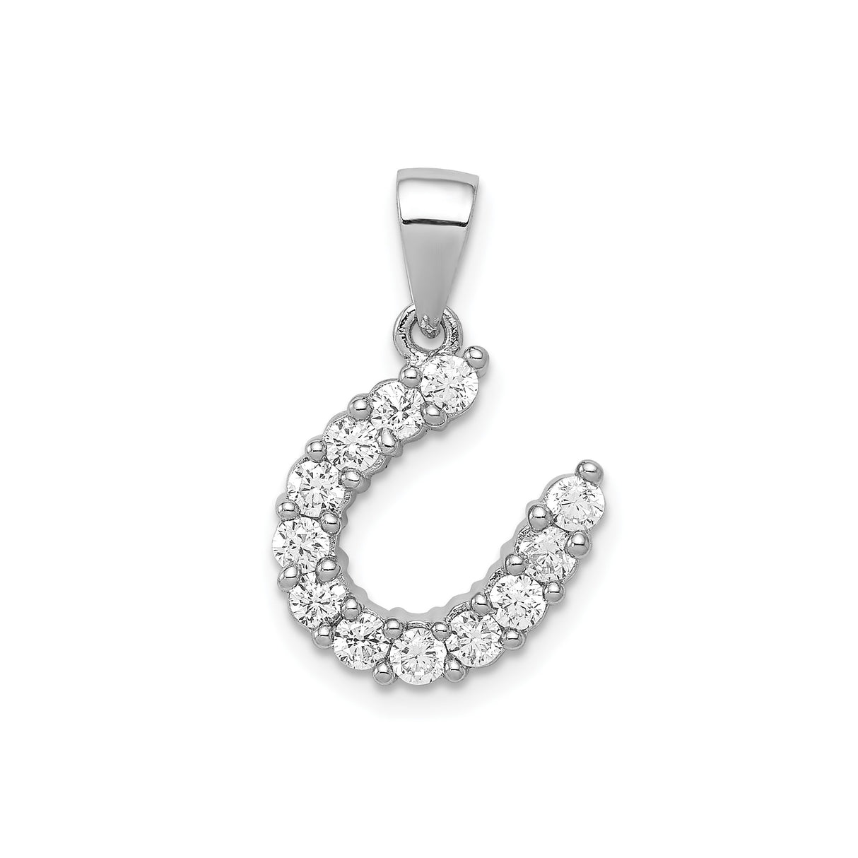 Sterling Silver Horseshoe Pendant with Cubic Zirconia, Western Lucky Talisman Style for Women