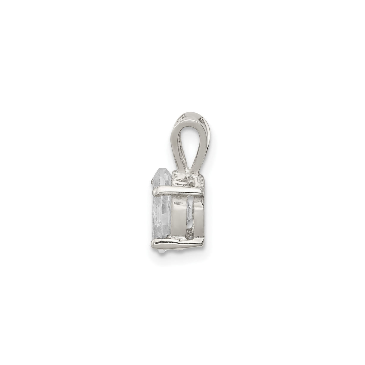Sterling Silver Solitaire Pendant with Oval Cut Cubic Zirconia, Minimalist Dainty Design