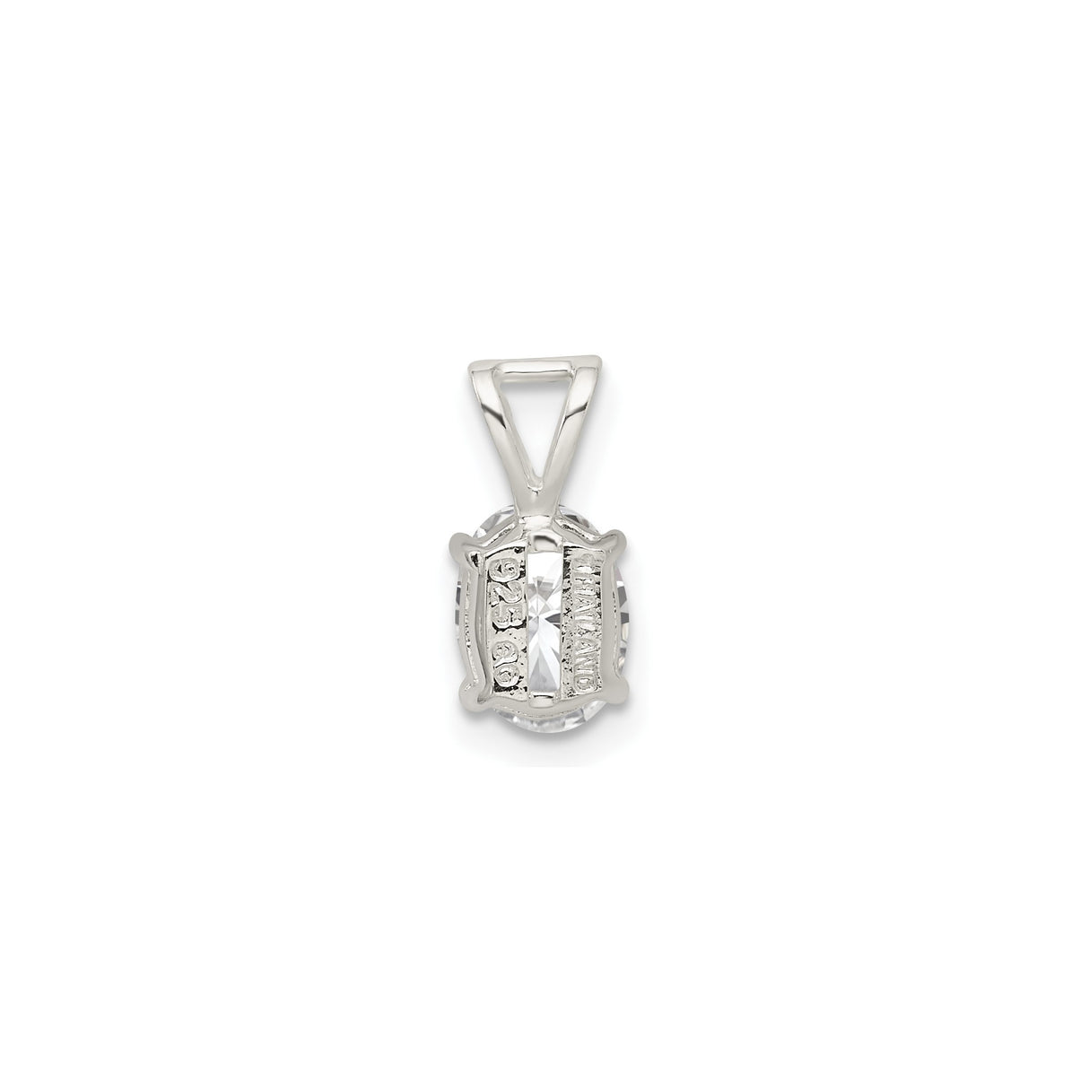 Sterling Silver Solitaire Pendant with Oval Cut Cubic Zirconia, Minimalist Dainty Design