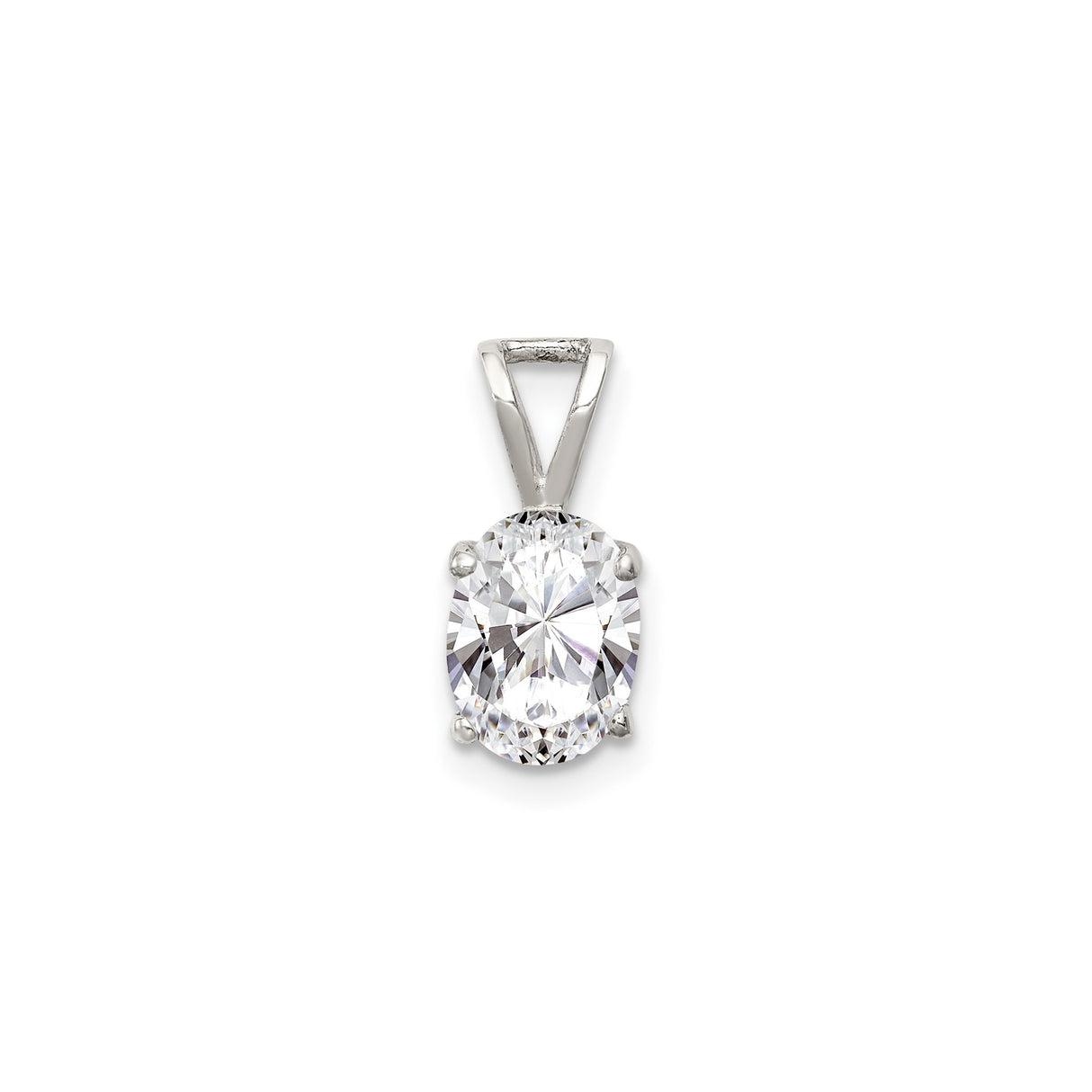 Sterling Silver Solitaire Pendant with Oval Cut Cubic Zirconia, Minimalist Dainty Design