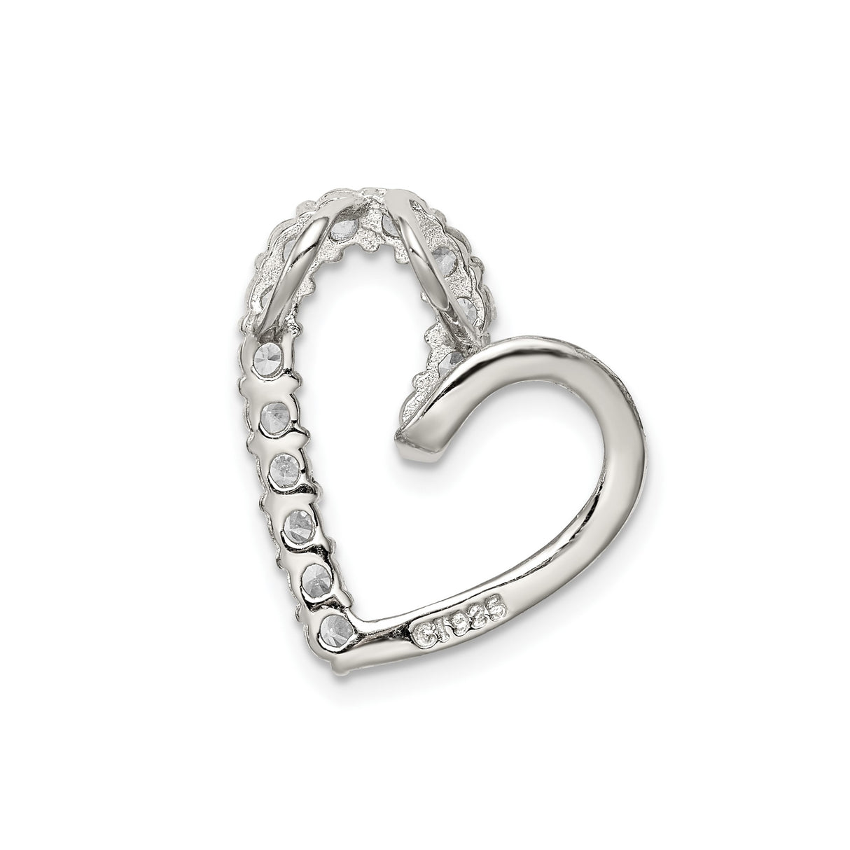 Sterling Silver Heart Pendant with Cubic Zirconia, Open Heart Design for Women