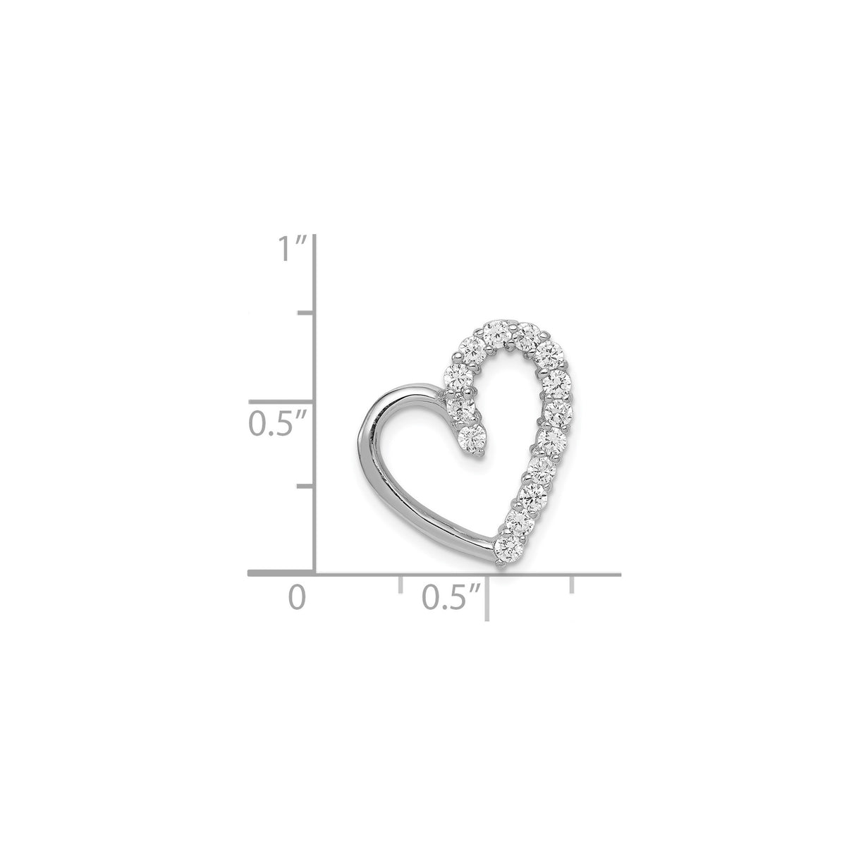 Sterling Silver Heart Pendant with Cubic Zirconia, Open Heart Design for Women