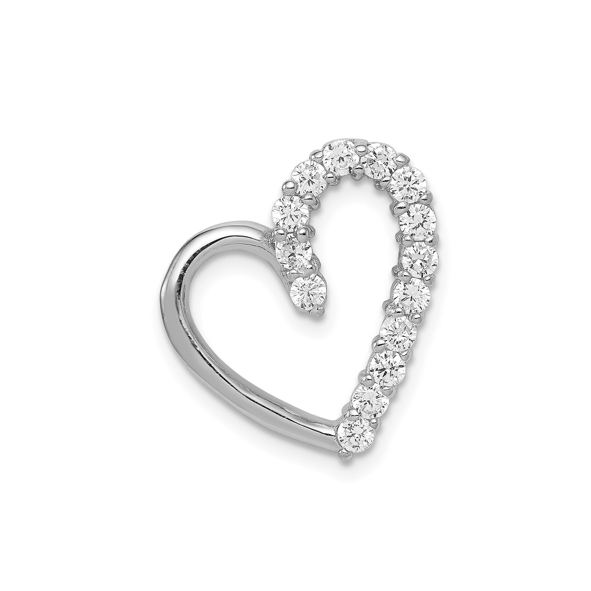Sterling Silver Heart Pendant with Cubic Zirconia, Open Heart Design for Women