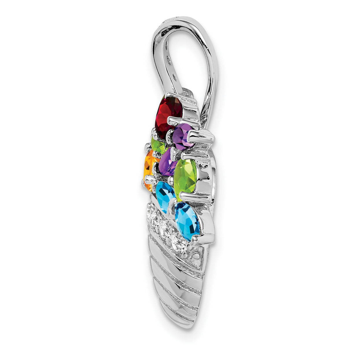 Multi-colored Gemstone Basket Pin Charm Pendant in Real 925 Sterling Silver