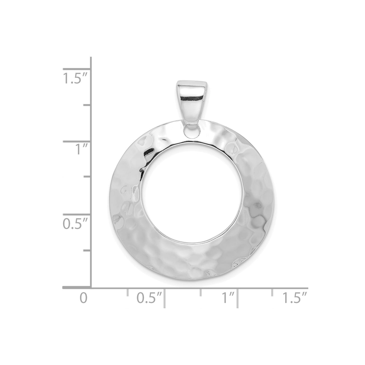Sterling Silver Open Circle Pendant with Hammered Texture, Minimalist Modern Jewelry for Women