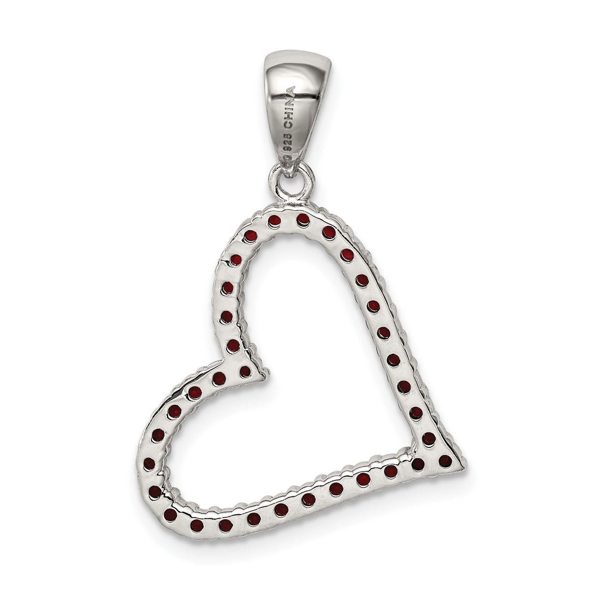 Sterling Silver Heart Pendant with Cubic Zirconia, Open Heart Design, Romantic Charm for Women