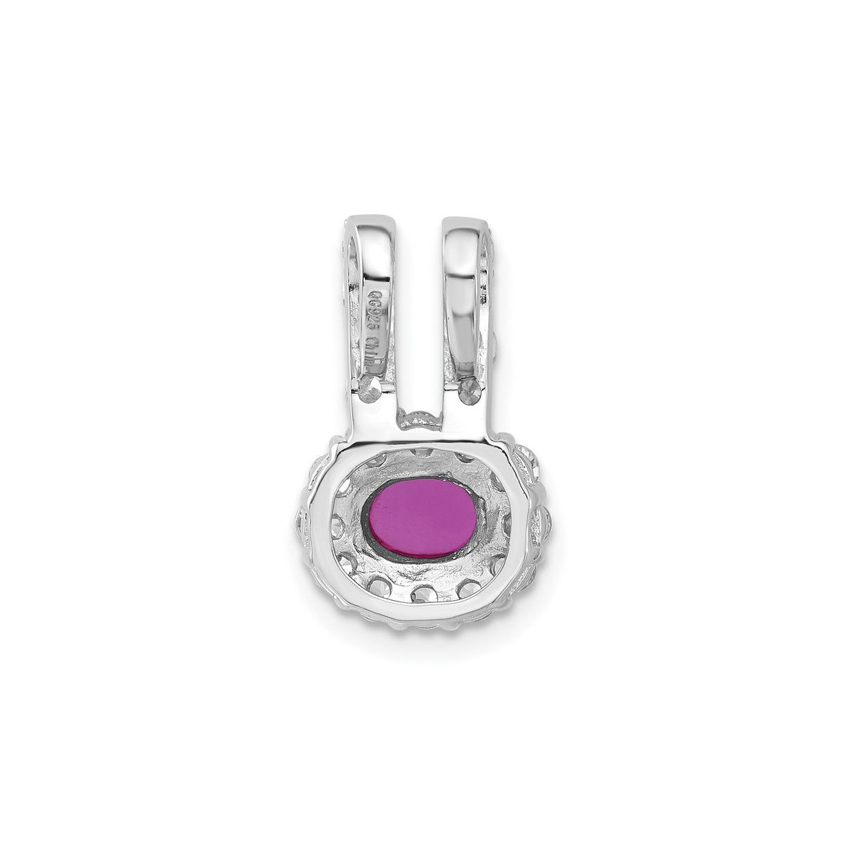 Sterling Silver Pendant with Oval Purple Gemstone and Cubic Zirconia Halo Setting for Women
