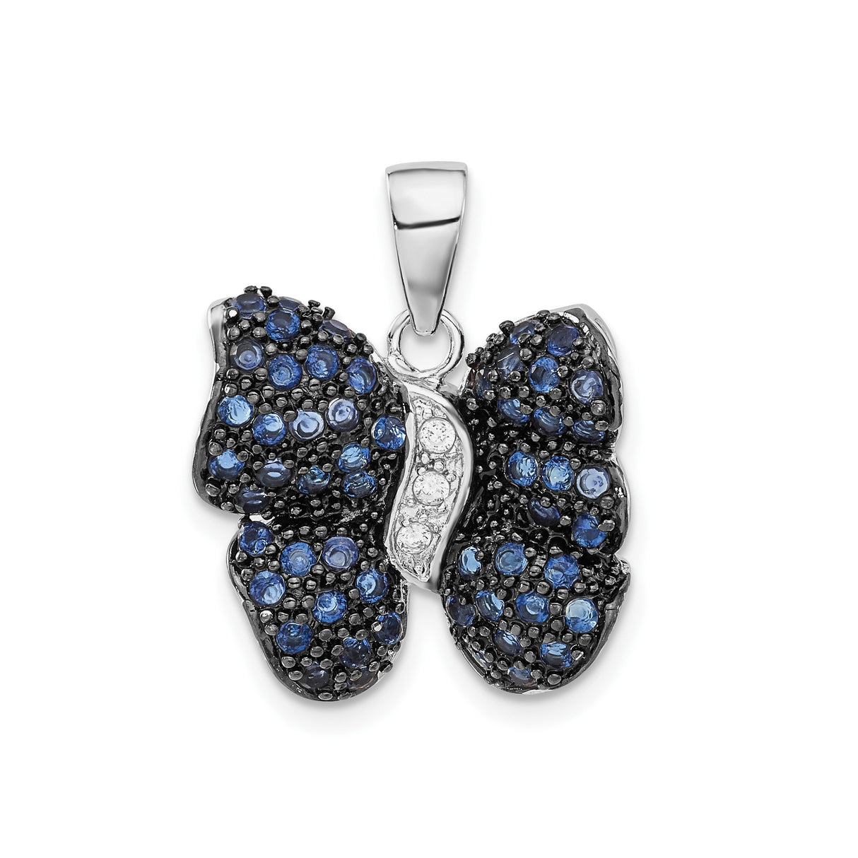 Sterling Silver Butterfly Pendant with Blue and Clear Cubic Zirconia, Nature Inspired Jewelry for Women