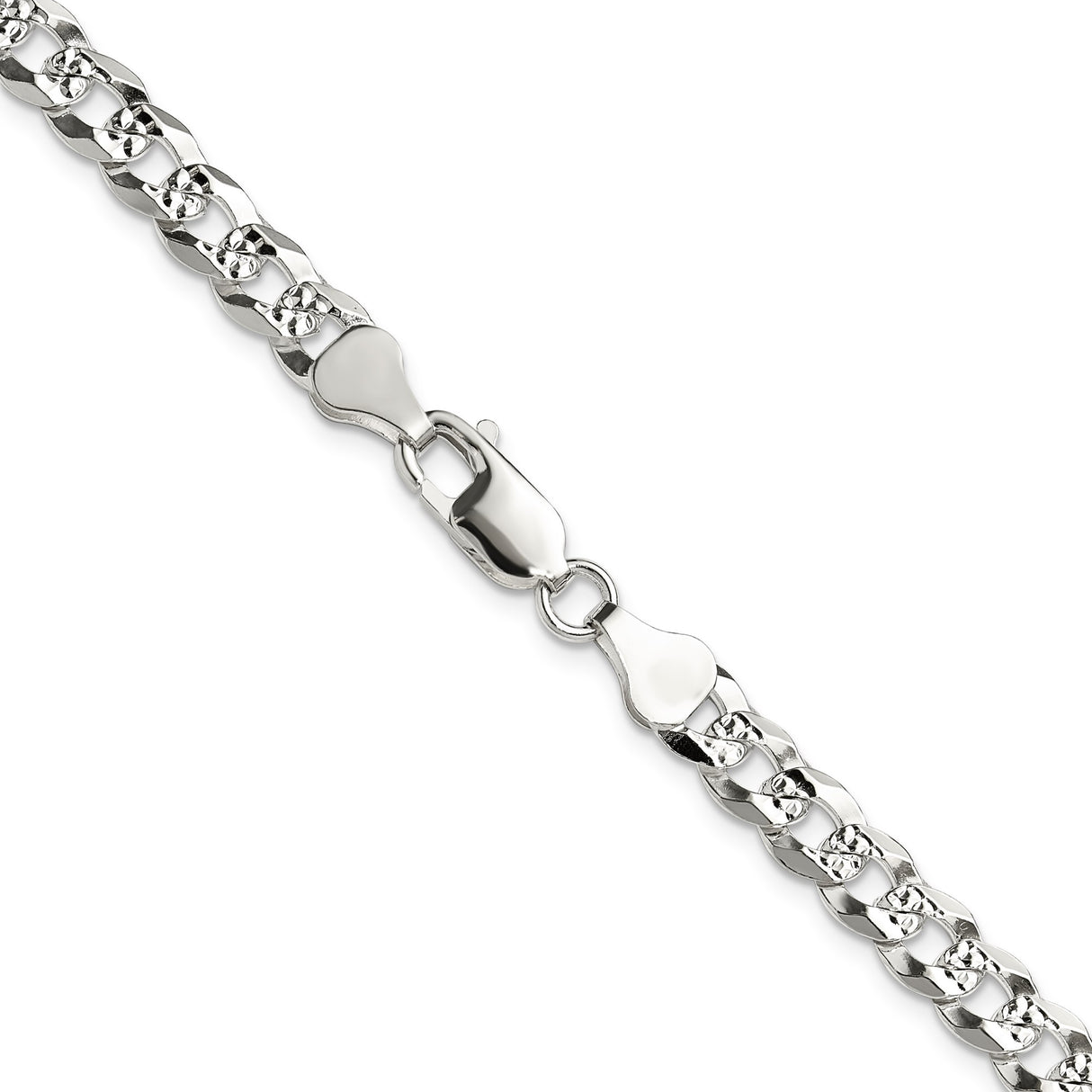 925 White Gold 5.9 mm Curb Chain Necklace, Polished alternate angle