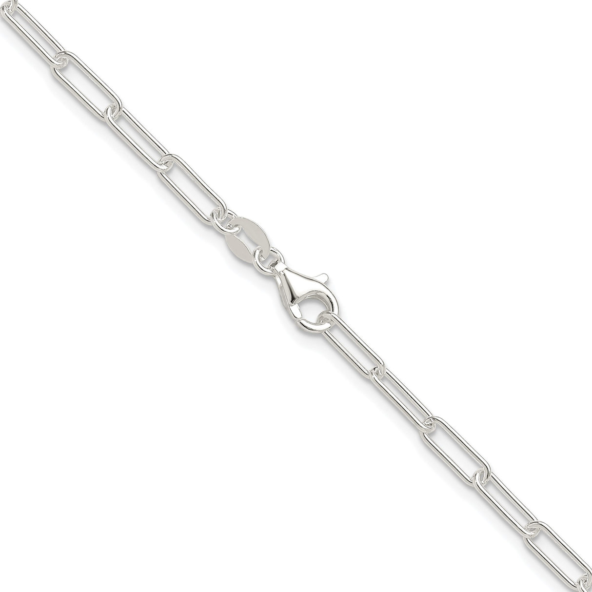 925 White Gold 3.15 mm Paperclip Chain Necklace, Polished alternate angle