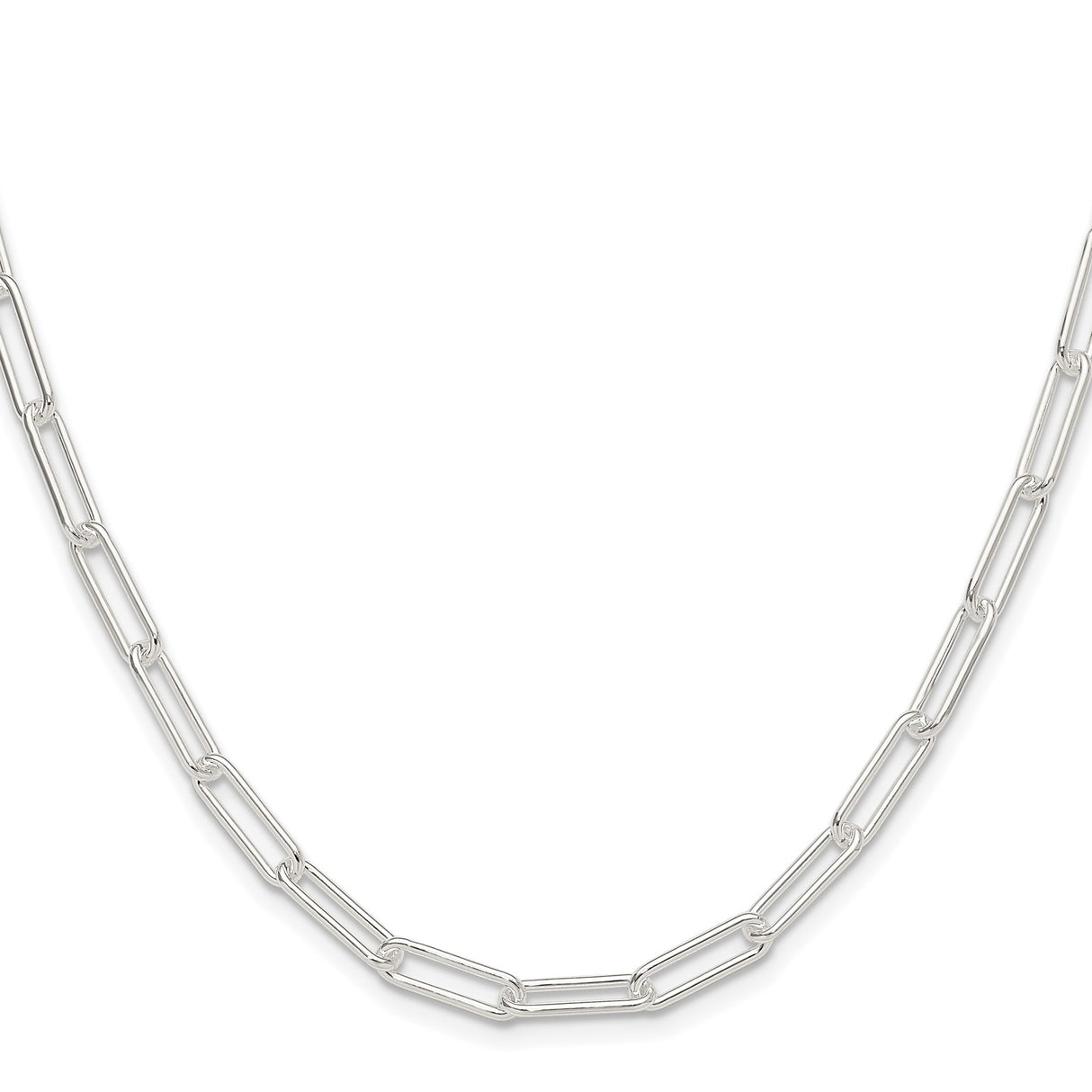 925 White Gold 4.5 mm Paperclip Chain Necklace, Polished