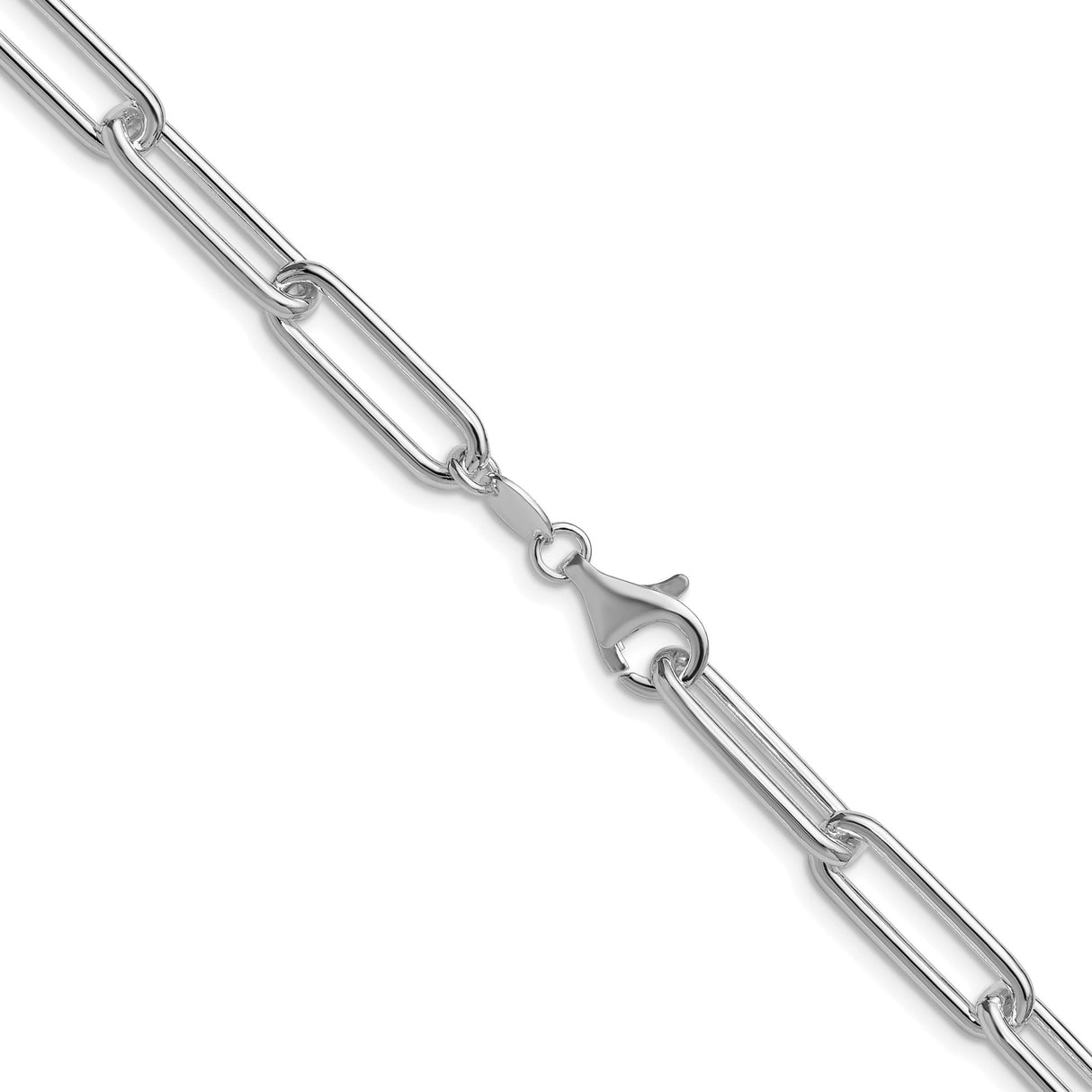 925 White Gold 6.5 mm Paperclip Chain Necklace, Polished alternate angle