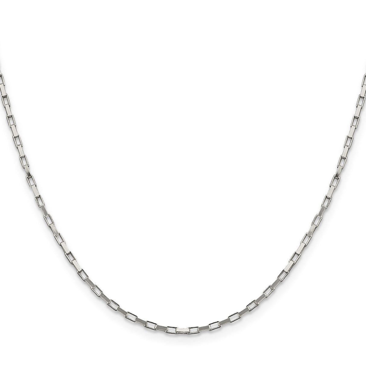 925 White Gold 1.65 mm Box Chain Necklace, Polished
