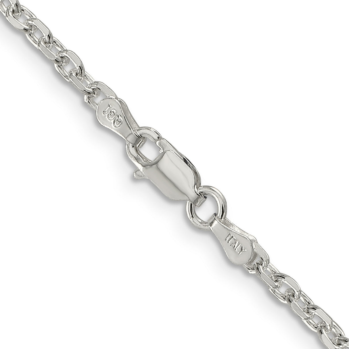 925 White Gold 2.75 mm Polished Chain Necklace, Solid alternate angle