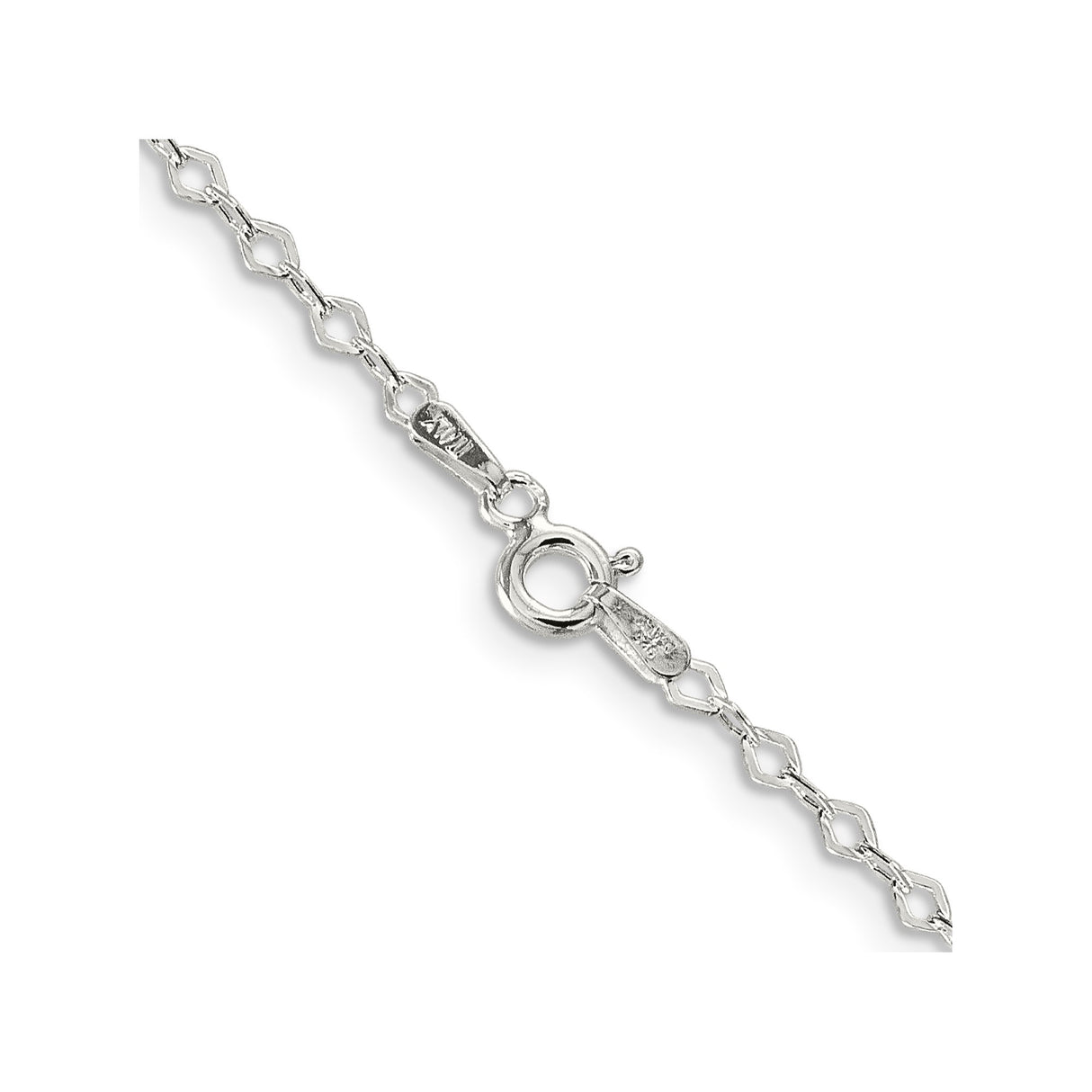 925 White Gold 2.25 mm Polished Chain Necklace, Solid alternate angle
