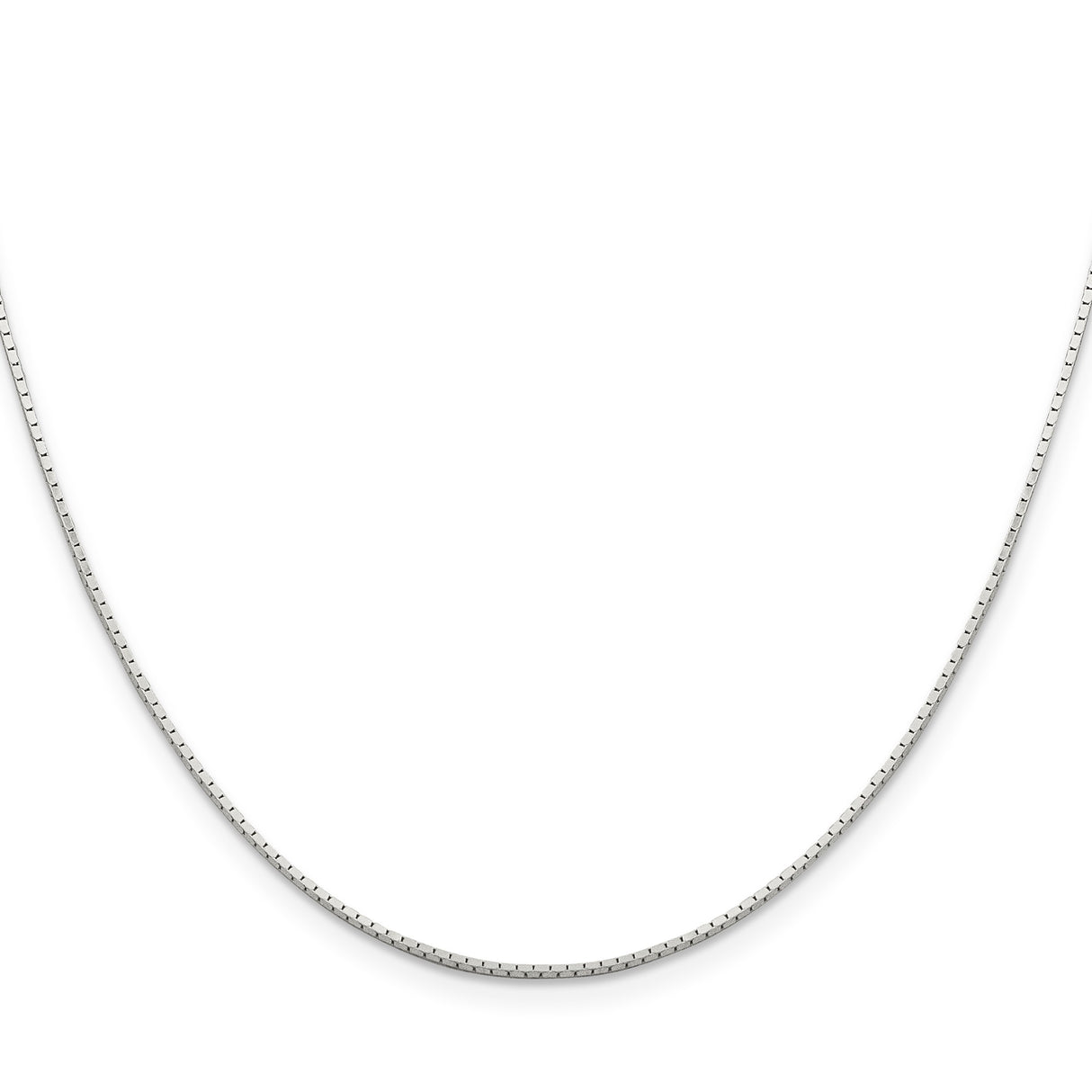 925 White Gold 1 mm Box Chain Necklace, Polished