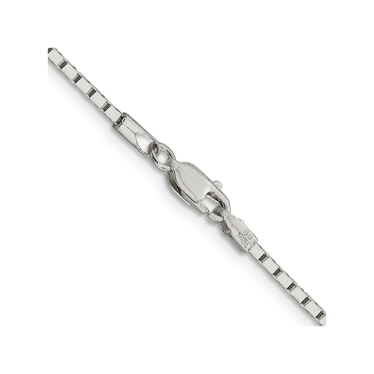 925 White Gold 1.5 mm Box Chain Necklace, Polished alternate angle