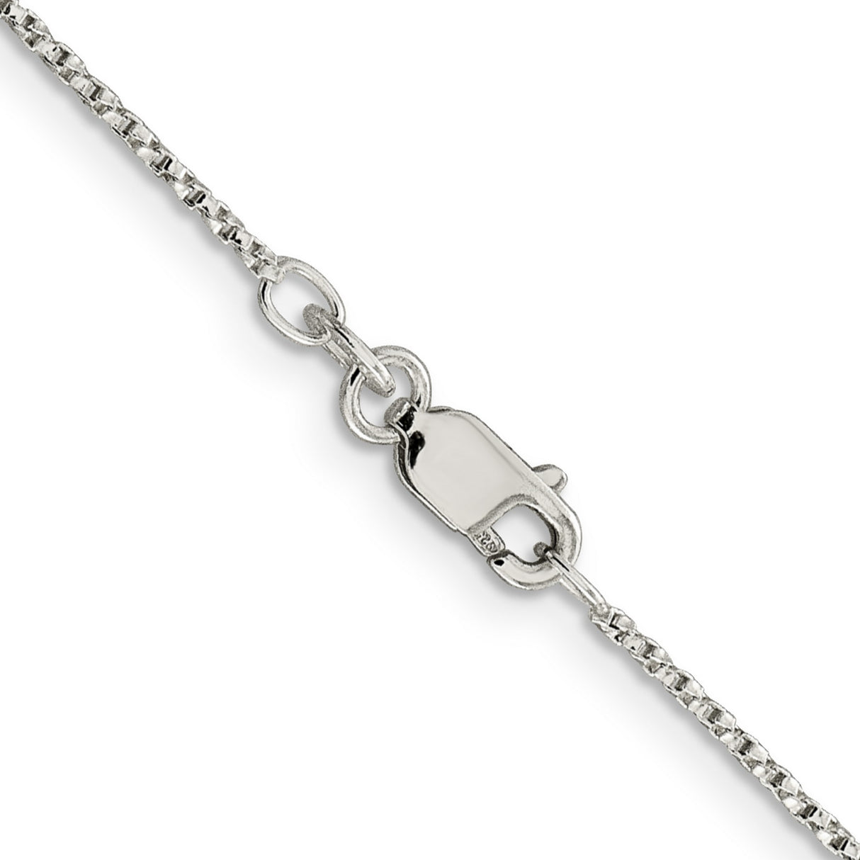 925 White Gold 1.25 mm Box Chain Necklace, Polished alternate angle