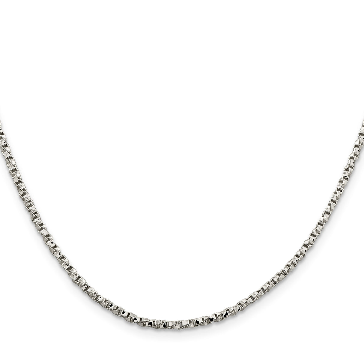925 White Gold 2.25 mm Box Chain Necklace, Polished