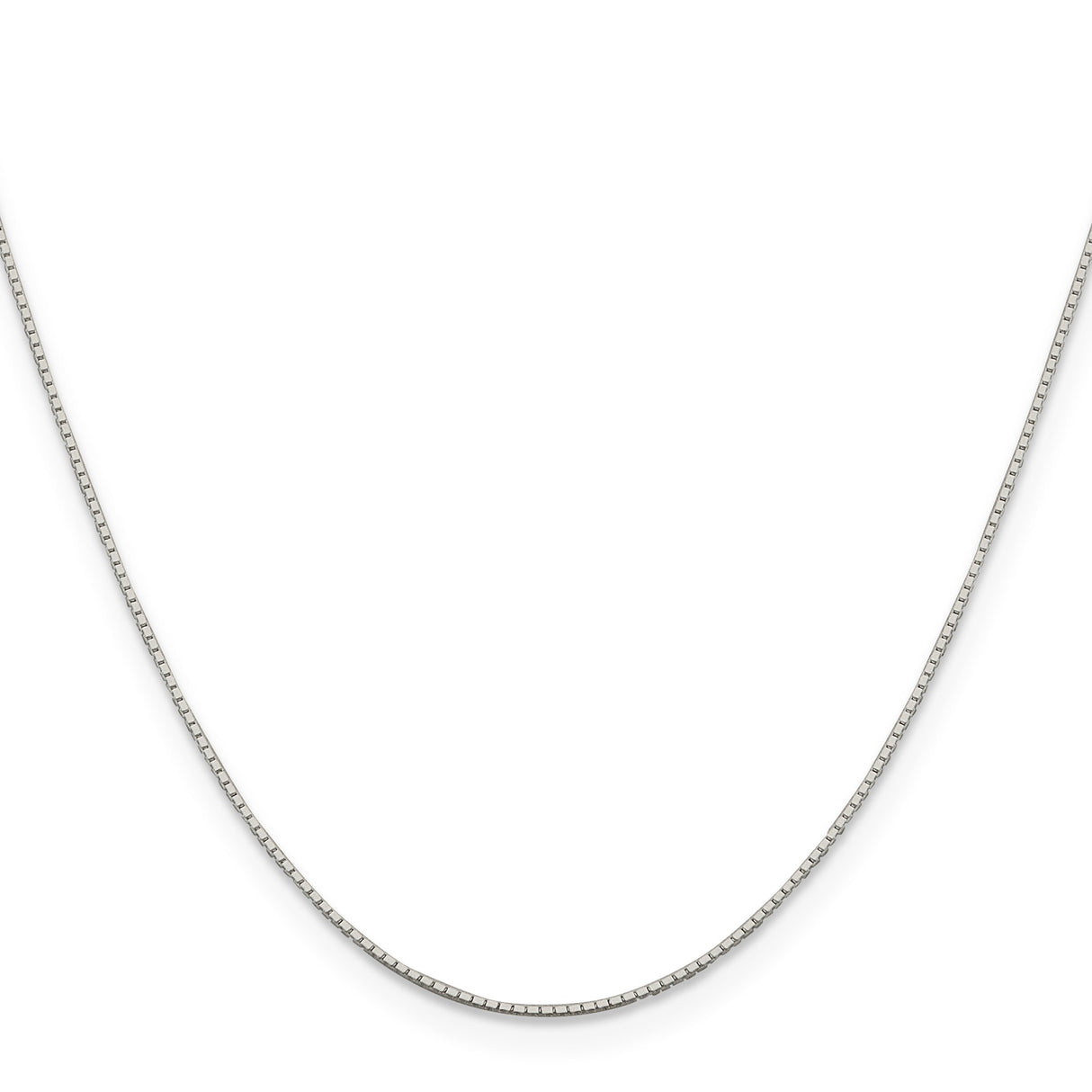 925 White Gold 0.6 mm Box Chain Necklace, Polished