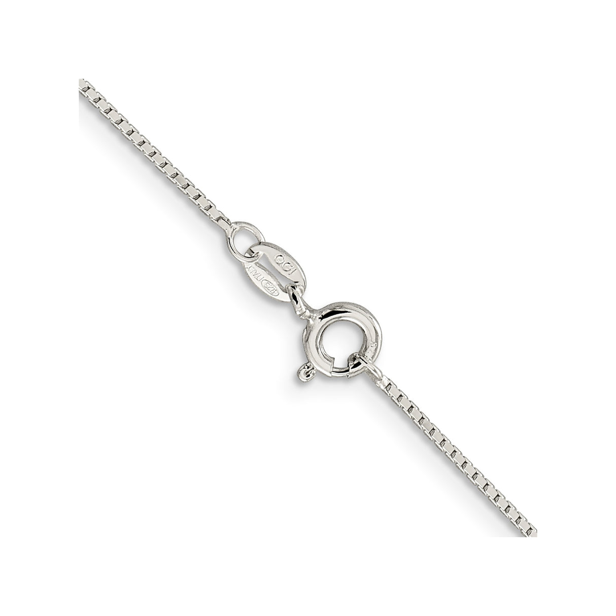 925 White Gold 0.7 mm Box Chain Necklace, Polished alternate angle