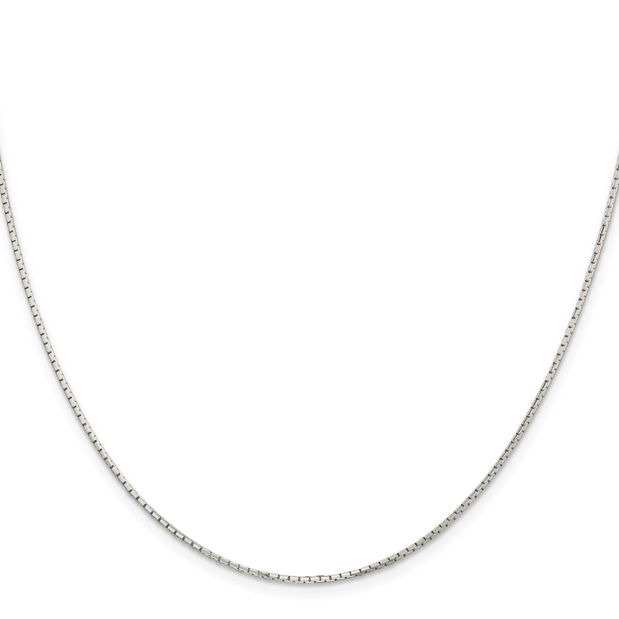 925 White Gold 1.2 mm Box Chain Necklace, Polished