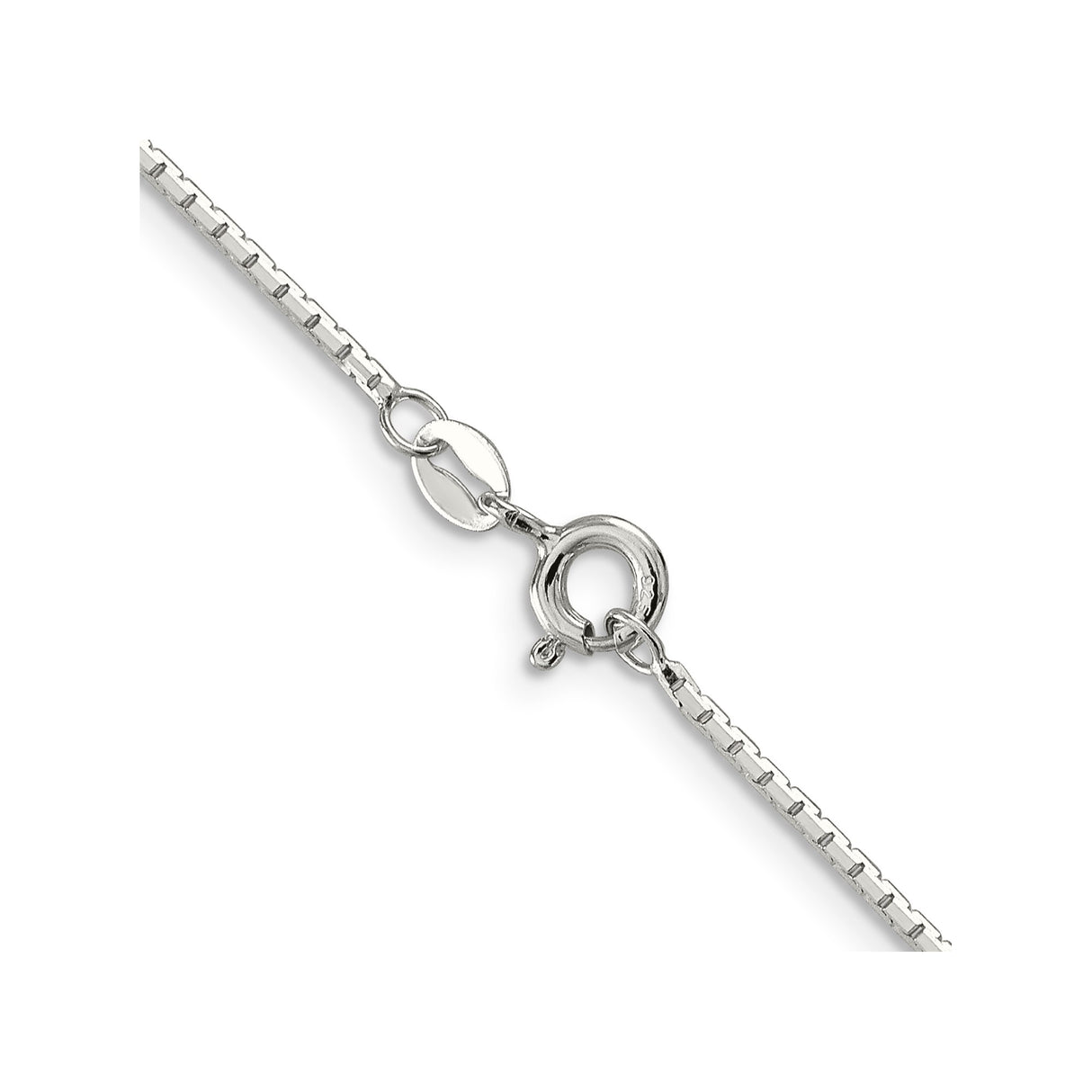 925 White Gold 1.2 mm Box Chain Necklace, Polished alternate angle