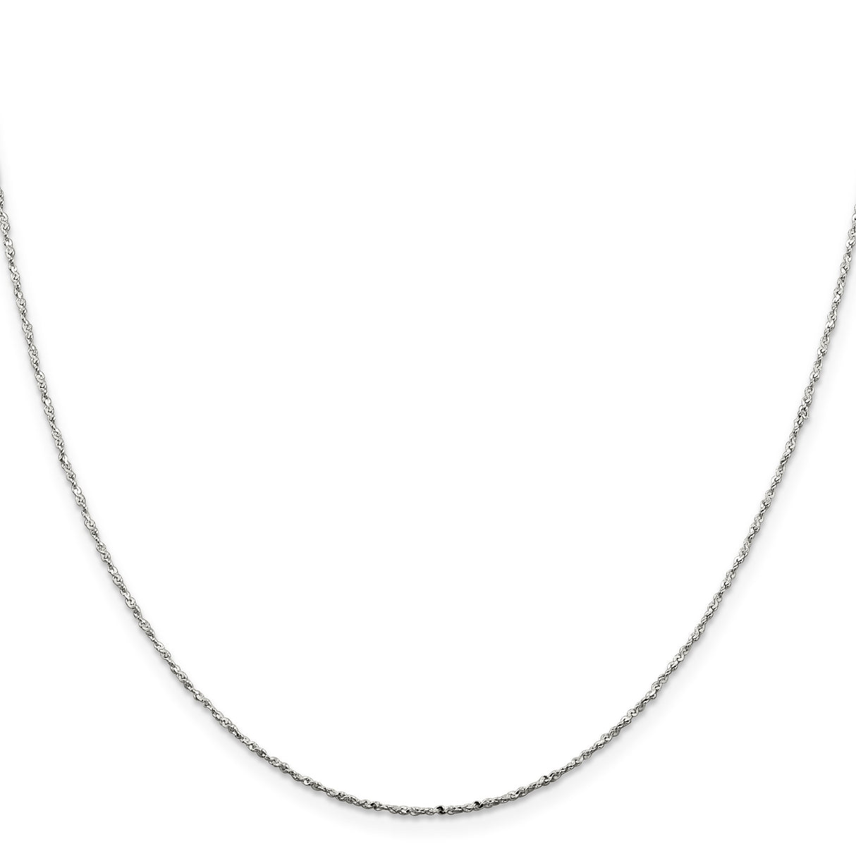 925 White Gold 1 mm Polished Chain Necklace, Solid