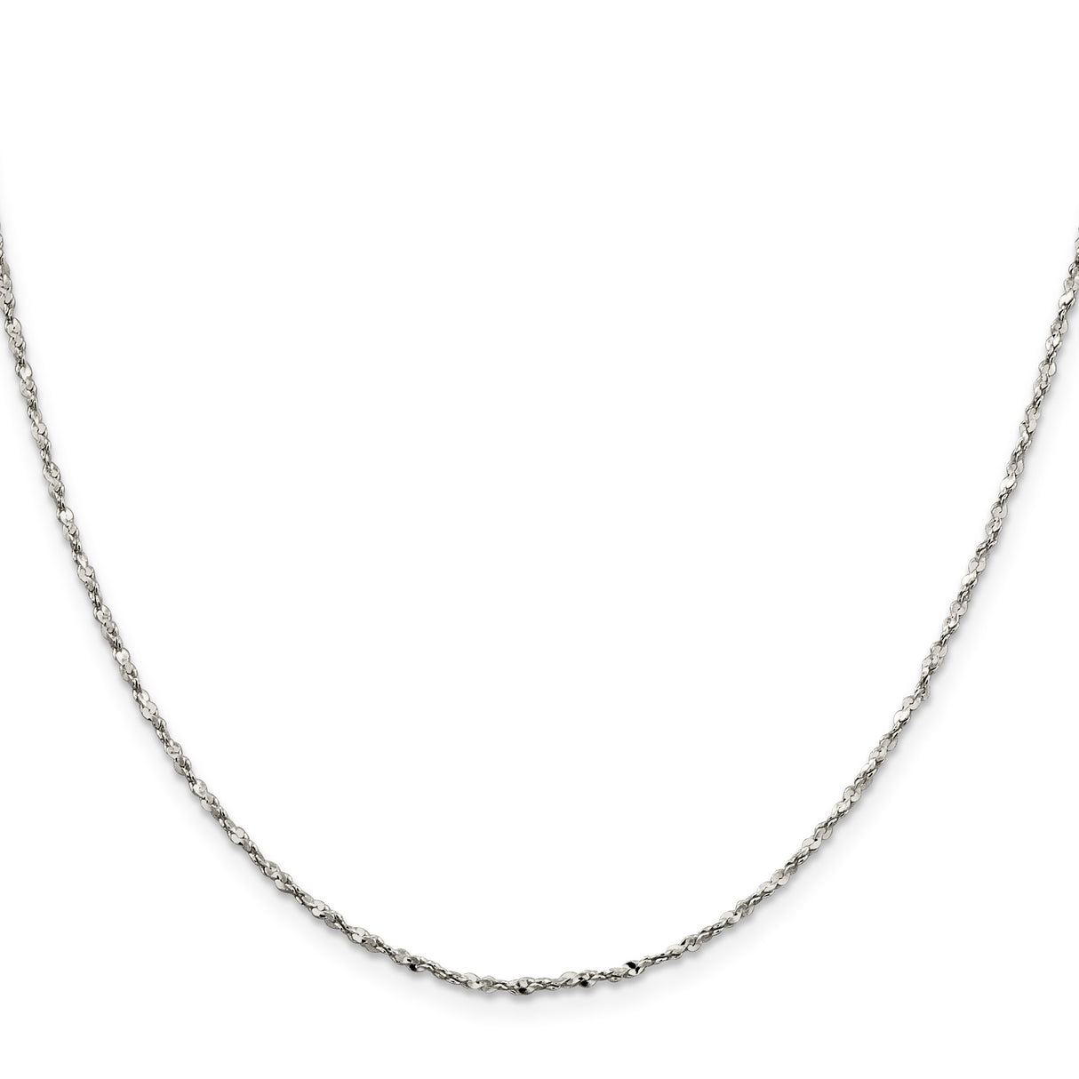 925 White Gold 1.6 mm Polished Chain Necklace, Solid