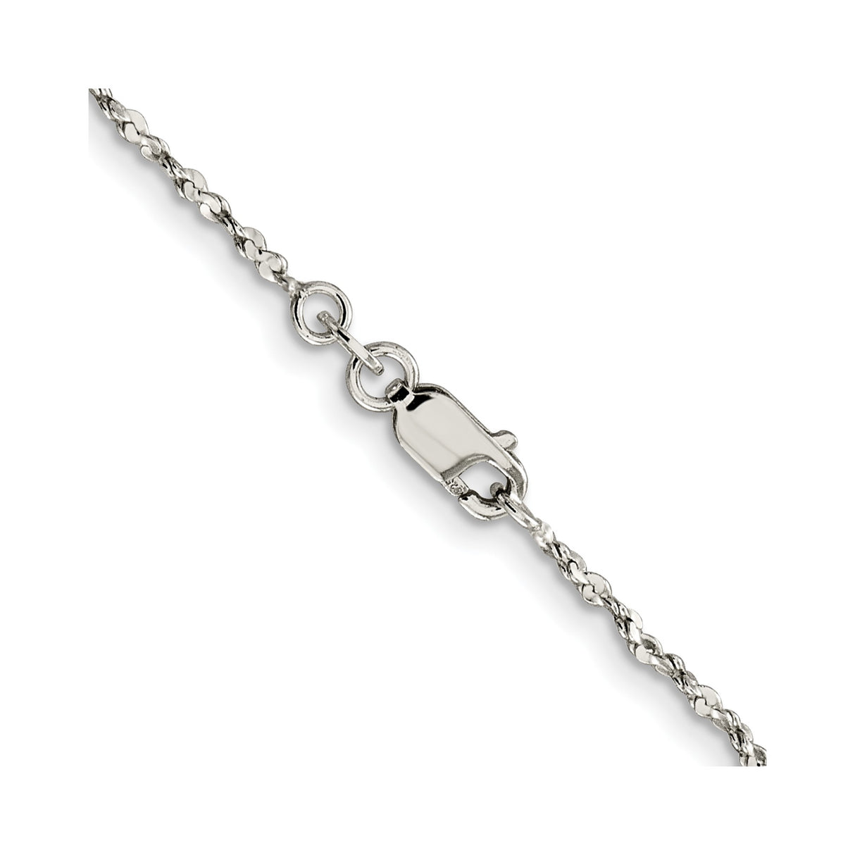925 White Gold 1.6 mm Polished Chain Necklace, Solid alternate angle