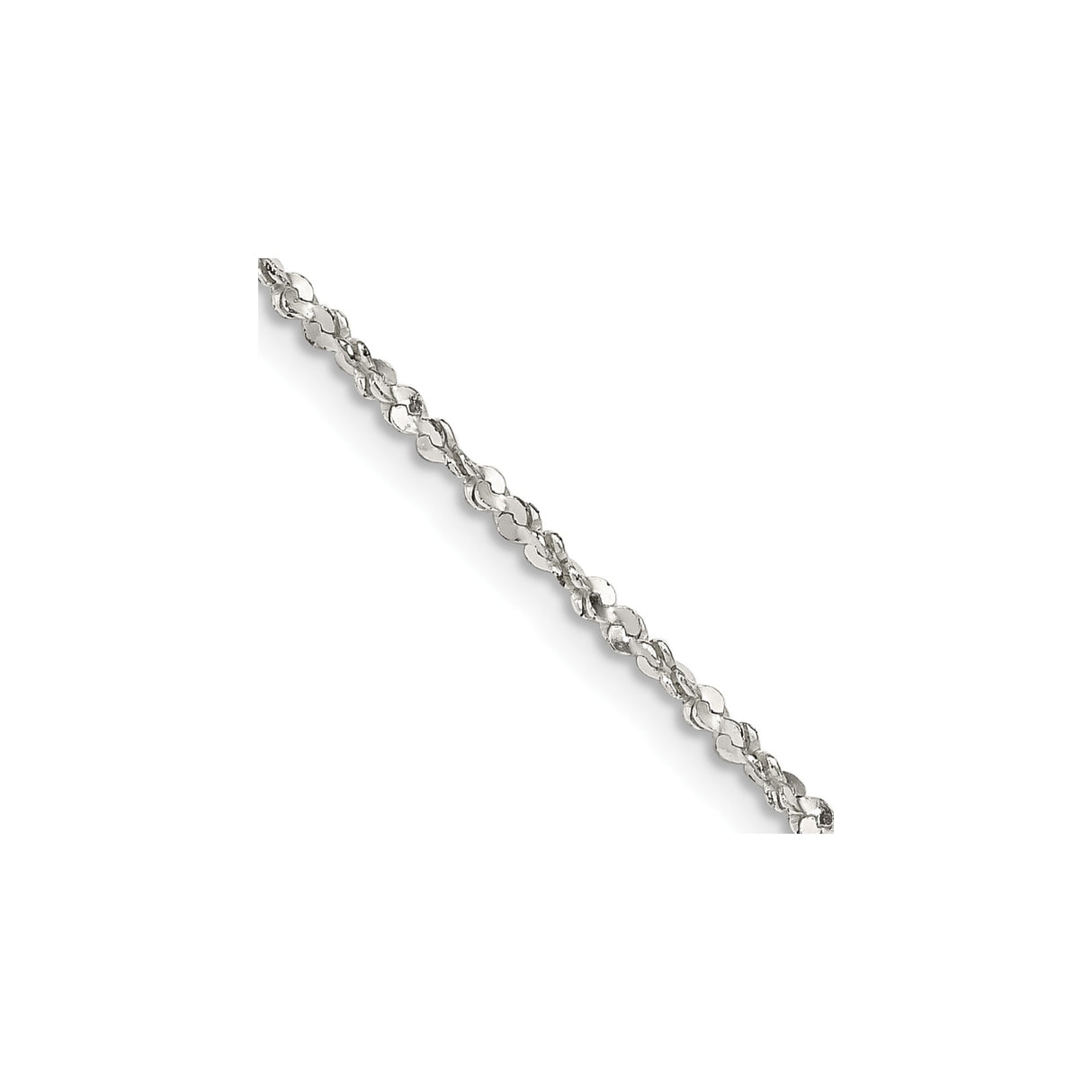 925 White Gold 1.6 mm Polished Chain Necklace, Solid detail view