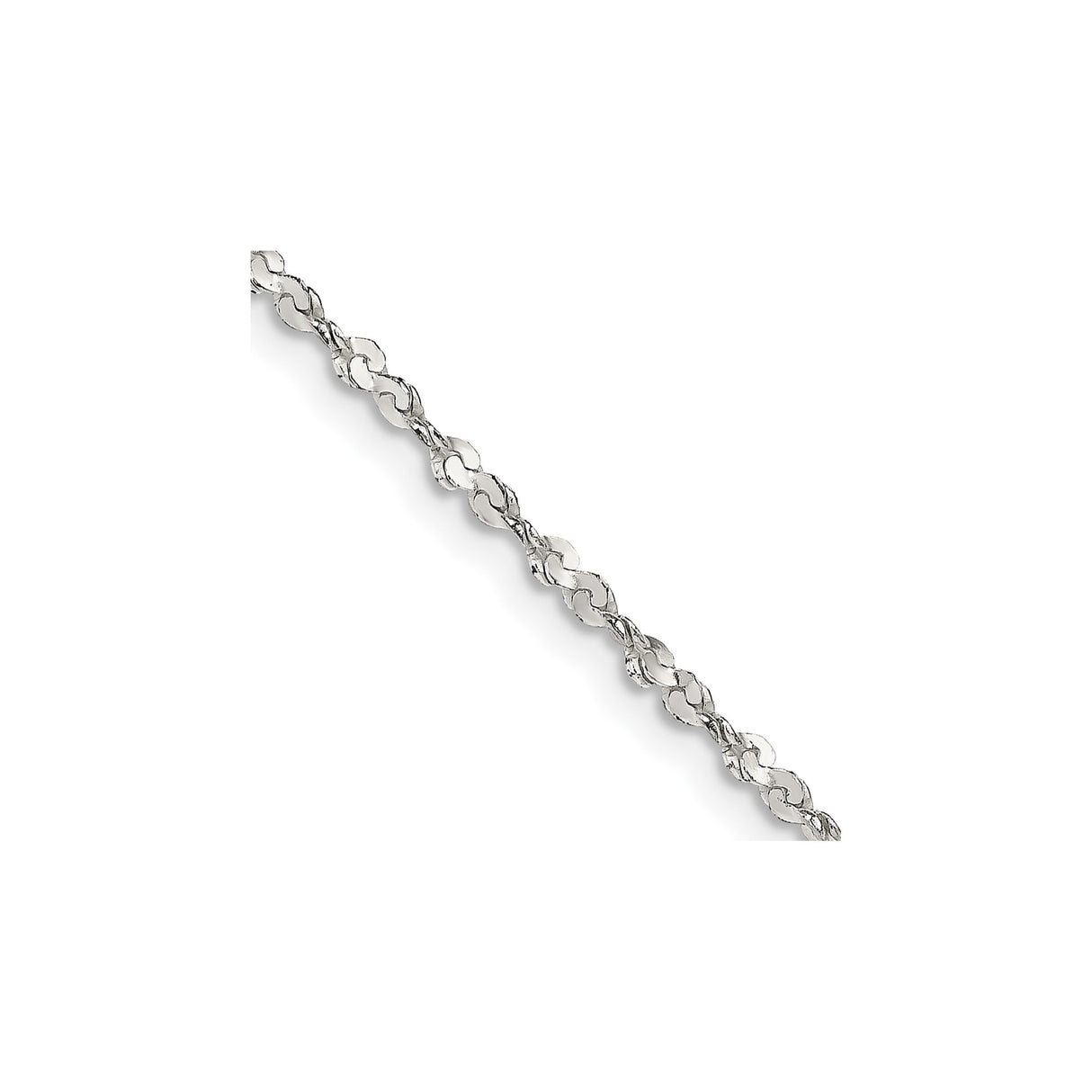 925 White Gold 1.8 mm Polished Chain Necklace, Solid detail view