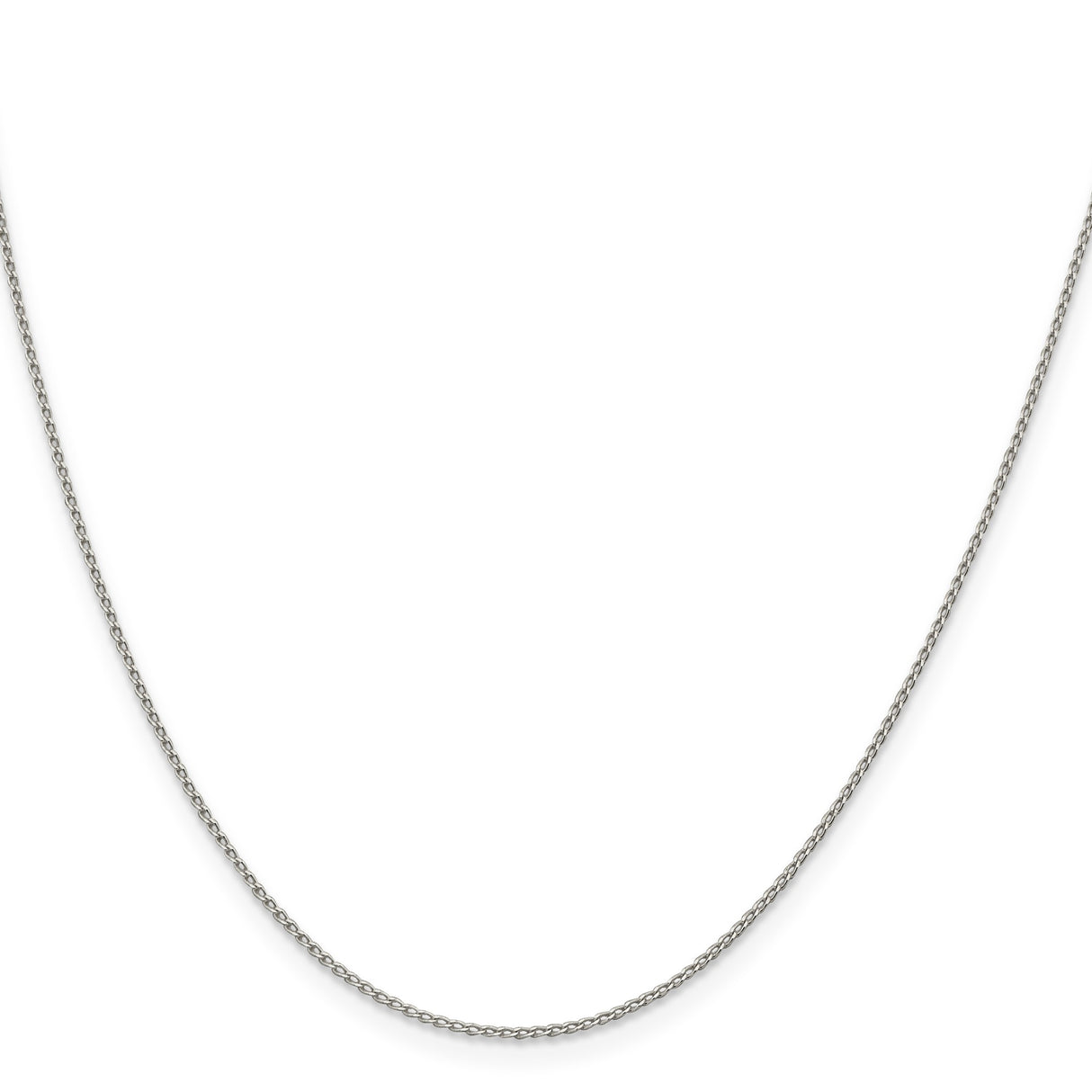 925 White Gold 1 mm Curb Chain Necklace, Polished