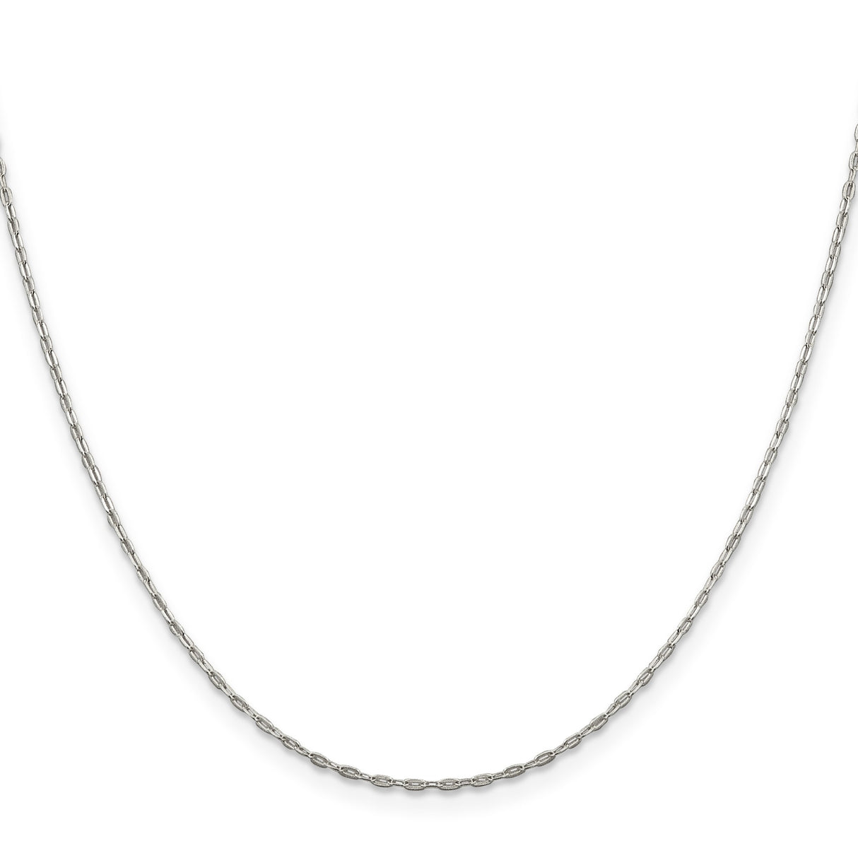 925 White Gold 1.4 mm Polished Chain Necklace, Solid