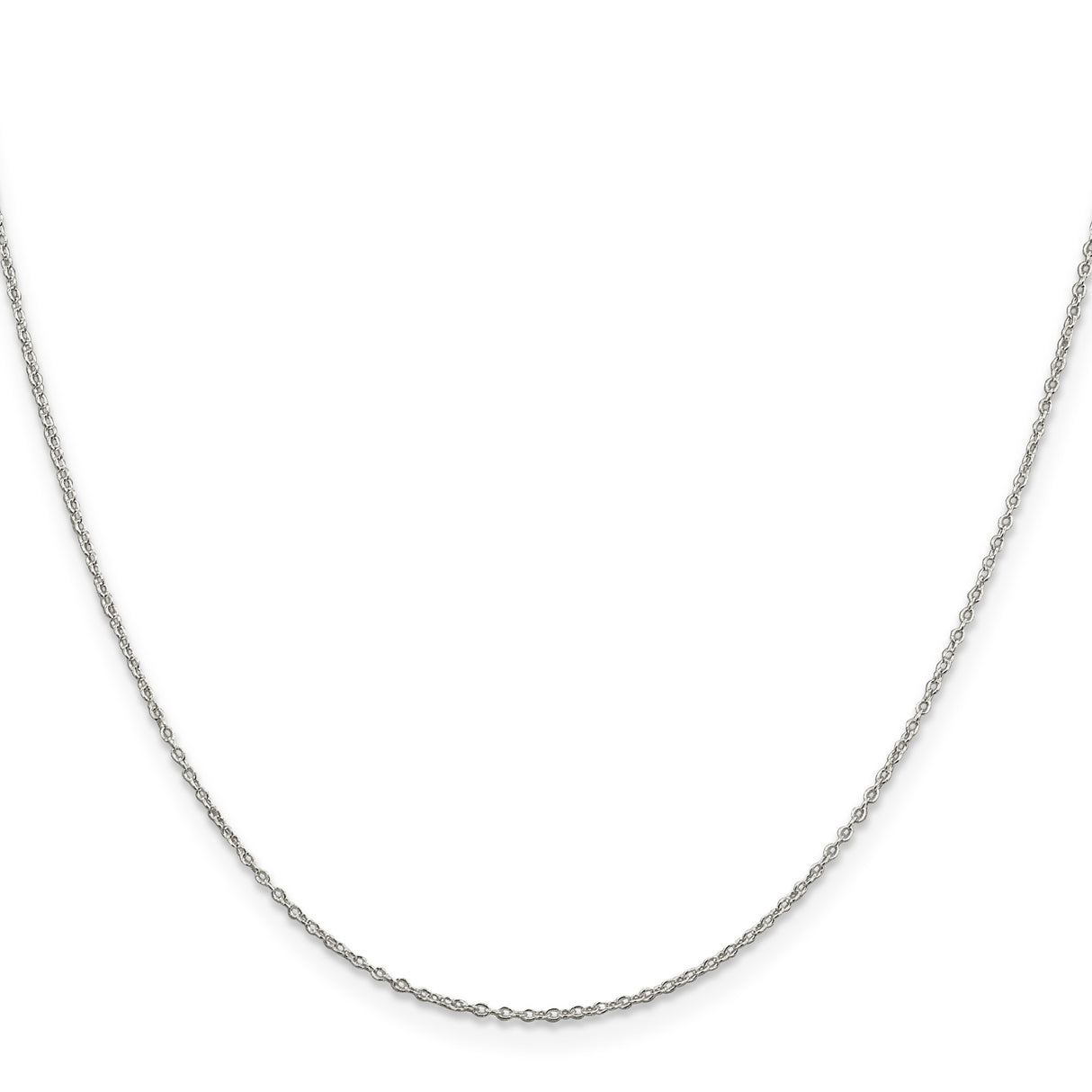 925 White Gold 1.1 mm Polished Chain Necklace, Solid