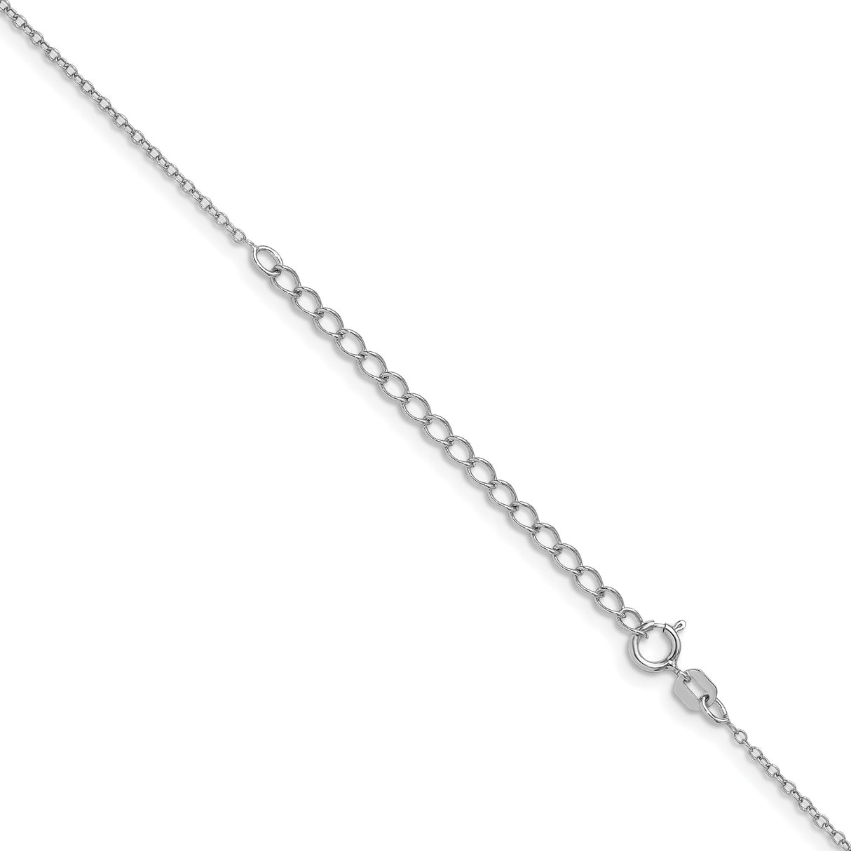 925 White Gold 1.1 mm Polished Chain Necklace, Solid detail view